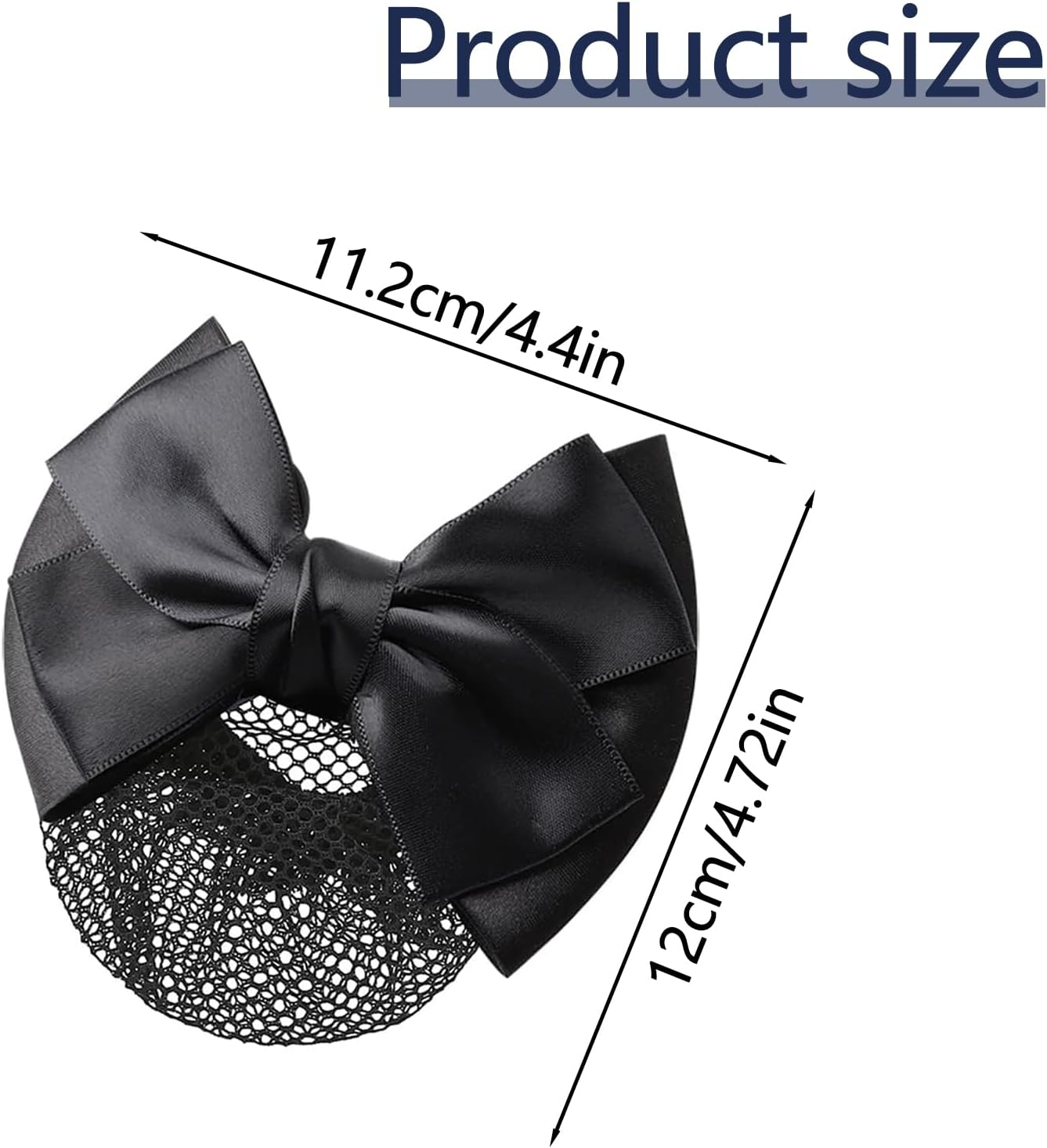 Pack of 2 Hair Bun Bowknot Hair Clip Hair Net Bun Bowknot Hair Net Elastic Mesh Hair Clip Bun Cover Bow Hair Net for Nurse Bench Worker Air Stewardess image number 3