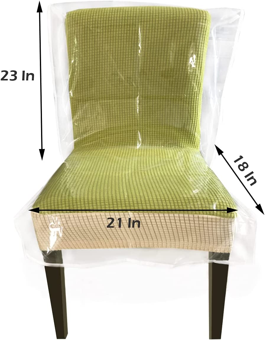 Plastic Chair Covers for Dining Room Waterproof Plastic Chair Covers with Backrests Heavy Duty Clear Chair Seat Cover, No Dust, Dirt, Spill, Paws and Claws Fit W/21 X D/18 Inch (2 Pack) image number 6