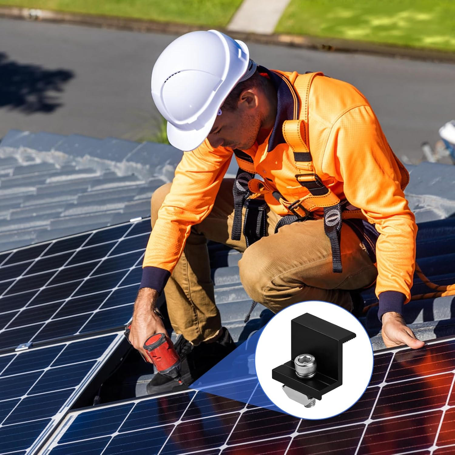 Solar Panel Bracket End Clamp Kit 6 Pieces 30Mm Solar End Clamp Solar Panel Bracket Fixing Solar Panel for PV Module Bracket for Camping Roof RV image number 6