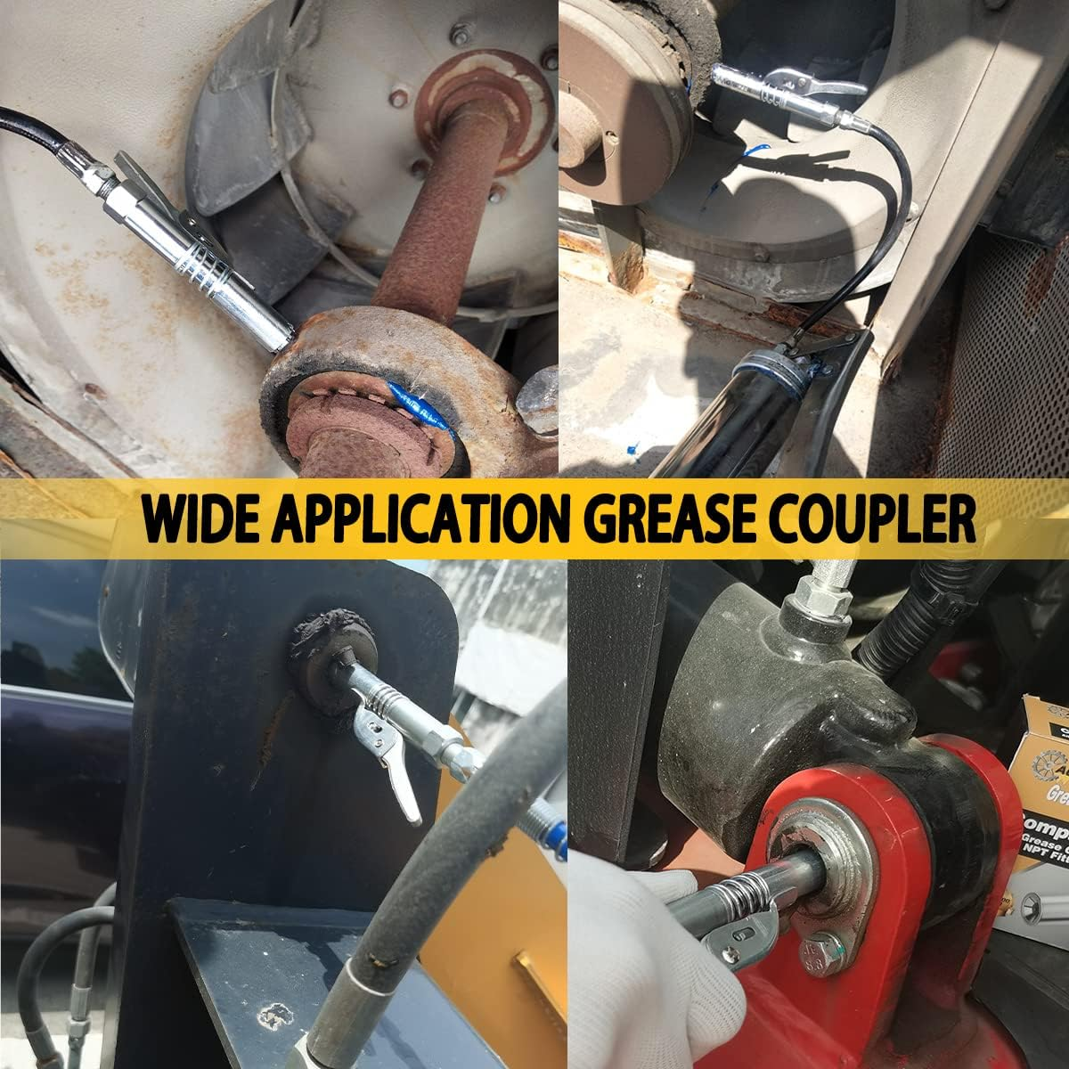 AORRZER Grease Gun Coupler 2 PCS, Strong Lock-On Greases Couplers, 12000 PSI High Pressure Quick Release Grease, Durable and Compatible with All Guns 1/8'' NPT Fittings Silver image number 3