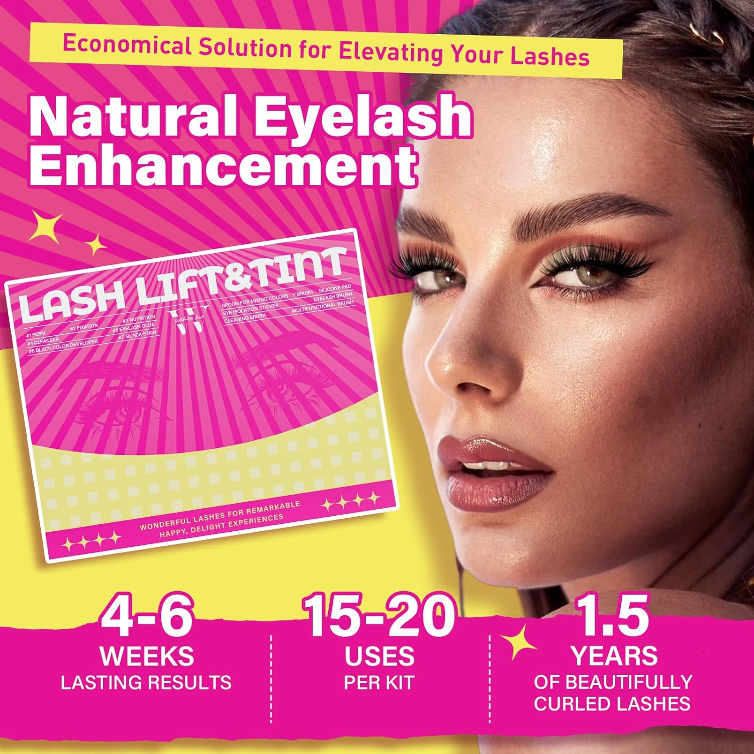 WLFRHD Lash Lift Kit, Lash Lift and Tint Kit, Professional Eyelash & Brow 2 in 1 Perm Kit, All in One Eyelash Perm Kit & Black Brow Lamination Kit, Natural Eyelash Curling Lash Extension Set at Home