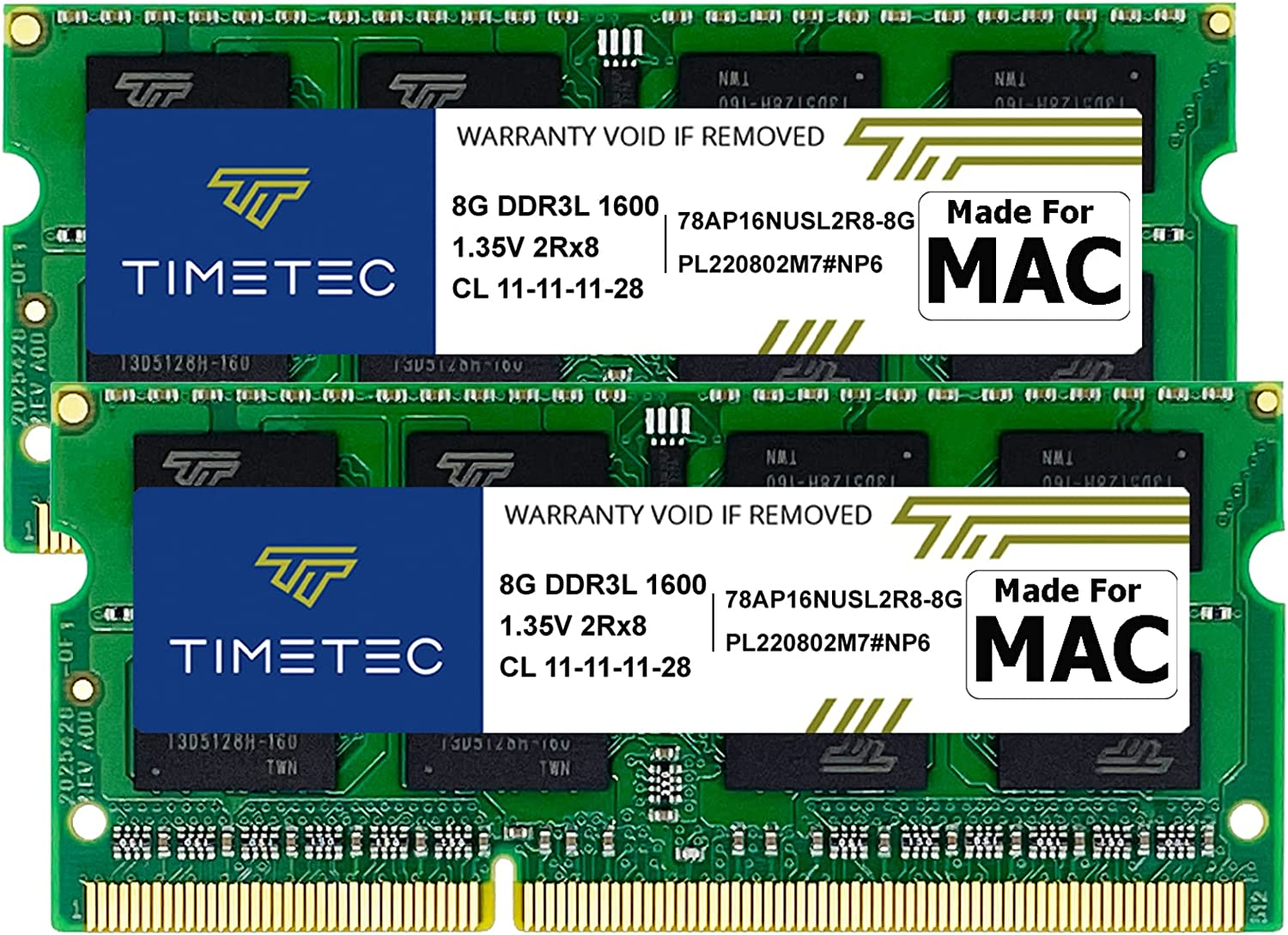 Timetec 16GB Kit(2X8Gb) Compatible for Apple DDR3L 1600Mhz for Mac Book Pro(Early/Late 2011,Mid 2012), Imac(Mid 2011,Late 2012,Early/Late 2013,Late 2014,Mid 2015), Mac Mini(Mid 2011,Late 2012) MAC RAM image number 2