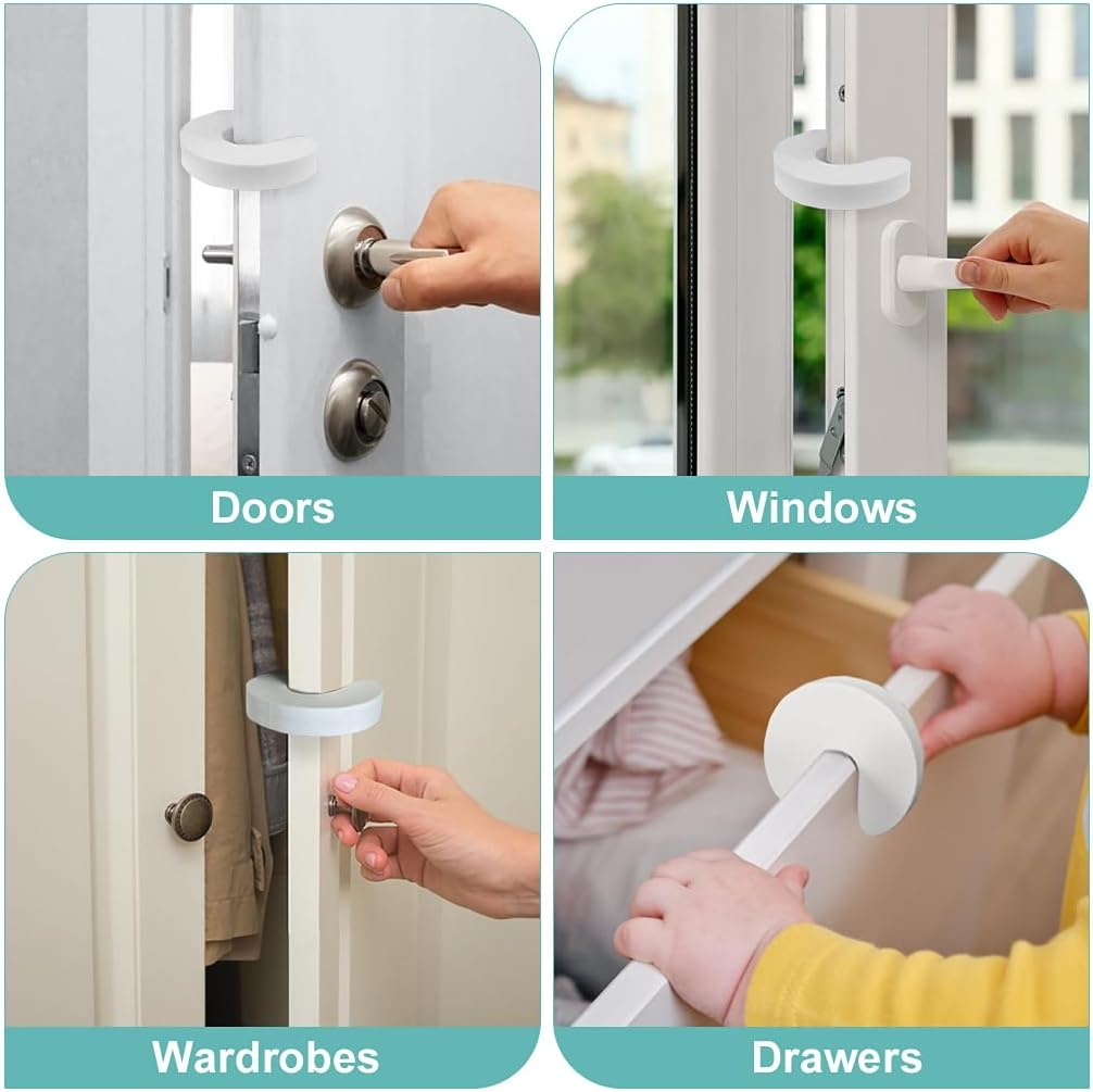 Door Finger Guards, 6 Pcs Baby Proof Door Slam Stoppers, White Foam Door Safety for Children for Preventing Finger Pinch Injuries, Safety Door Protector for Baby Child Pet Finger Protection image number 1