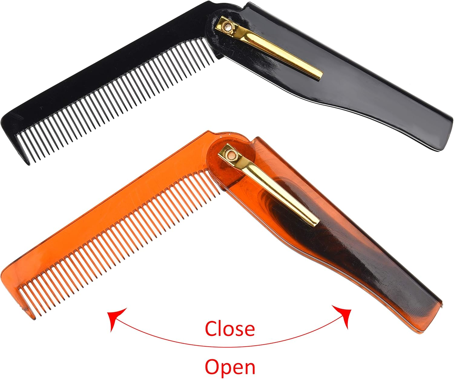 Kare & Kind Folding Pocket Comb for Men - 4 Pc Fine Tooth Comb (2 Brown and 2 Black Set) - for Styling Hair, Mustache, Beard - Men'S Grooming - Ideal Gift image number 2