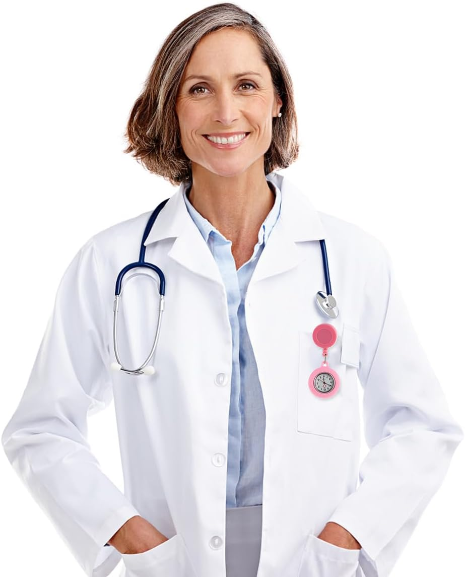 Gatuida Badge Watch Care Retractable on Fob Men Hand Clip- Clip-On Pink Second Silicone Ladies Hanging round Lapel Rope Watch for Pocket Clip Womens image number 4