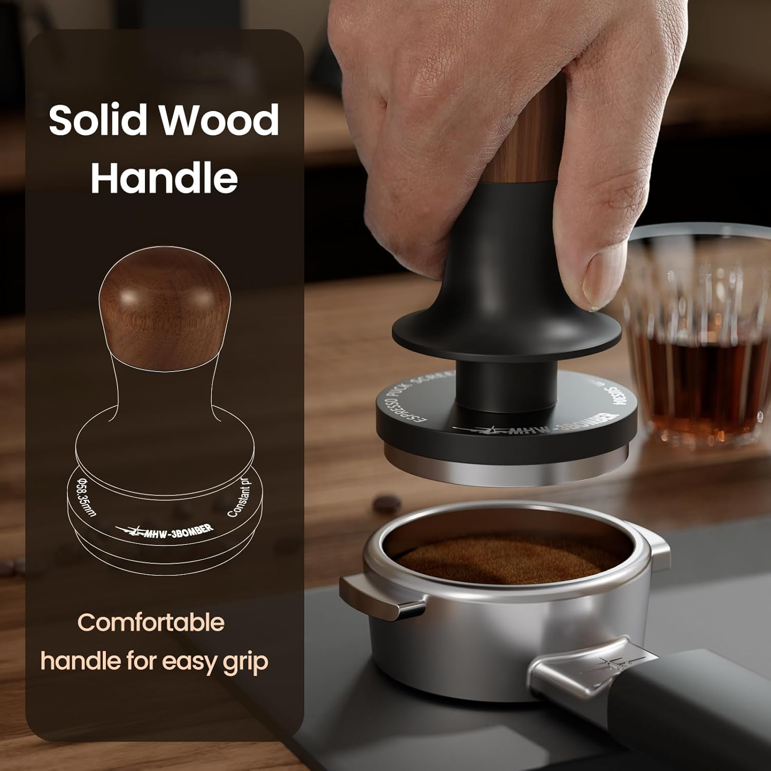 MHW-3BOMBER Espresso Tamper Ripple Base 58.5Mm T7071T-OS image number 5