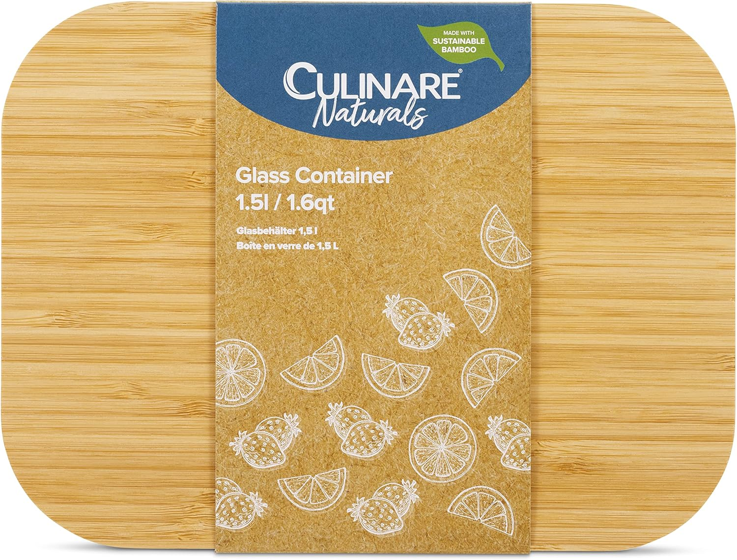 CULINARE Naturals C70025 Glass Container, Sustainable Bamboo/Glass, 1.5L, Food Storage Box with Lid, Kitchen Organisation/Fridge Storage/Fresh Food Preserver, Not Dishwasher Safe image number 5