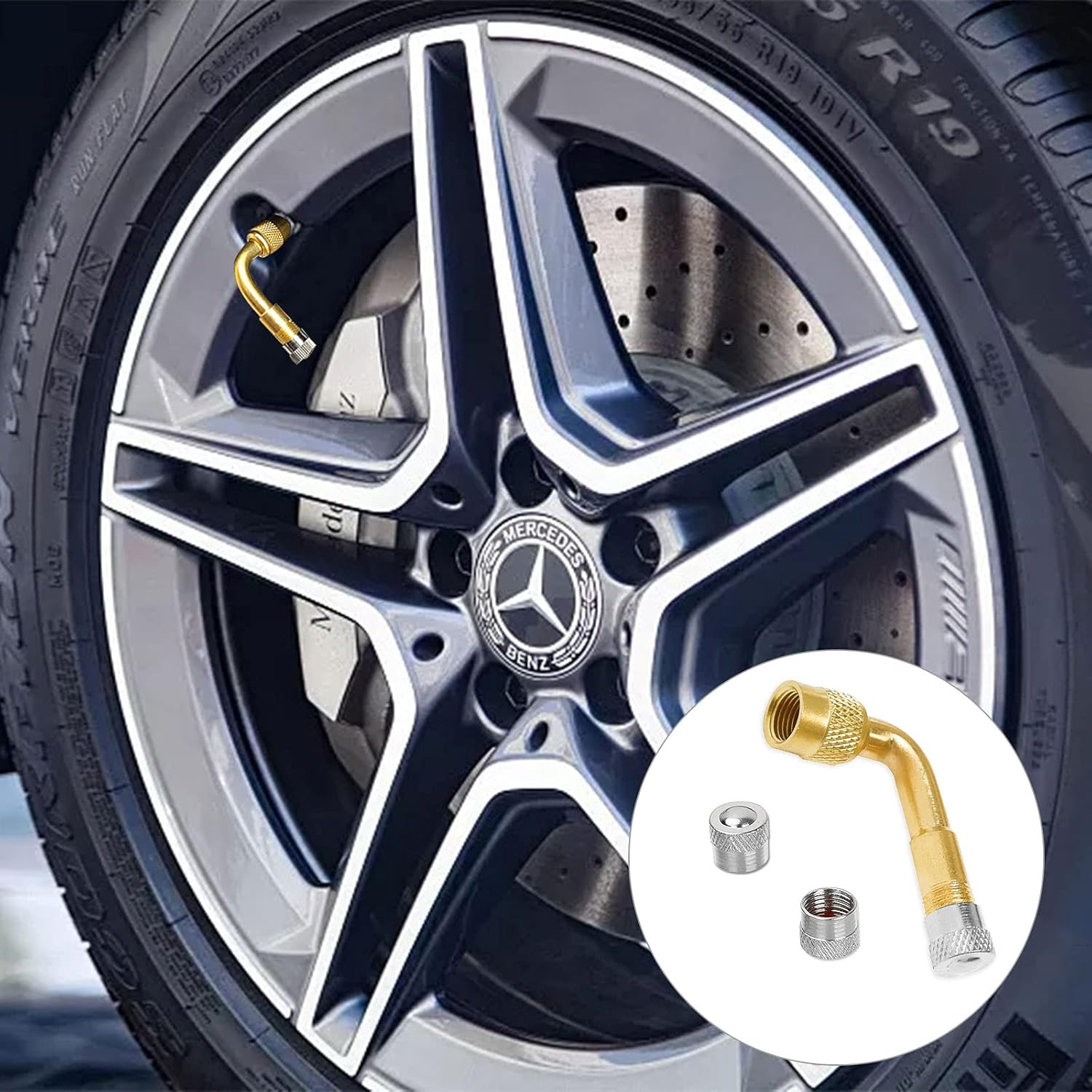 Tyre Valve Extension Adapter, 90 Degree Valve Extension and 180 Mm Flexible Rubber Tyre Valve Extension Copper Valve Adapter Angle Valve Extension for Car Motorcycle Bicycle Scooter image number 4