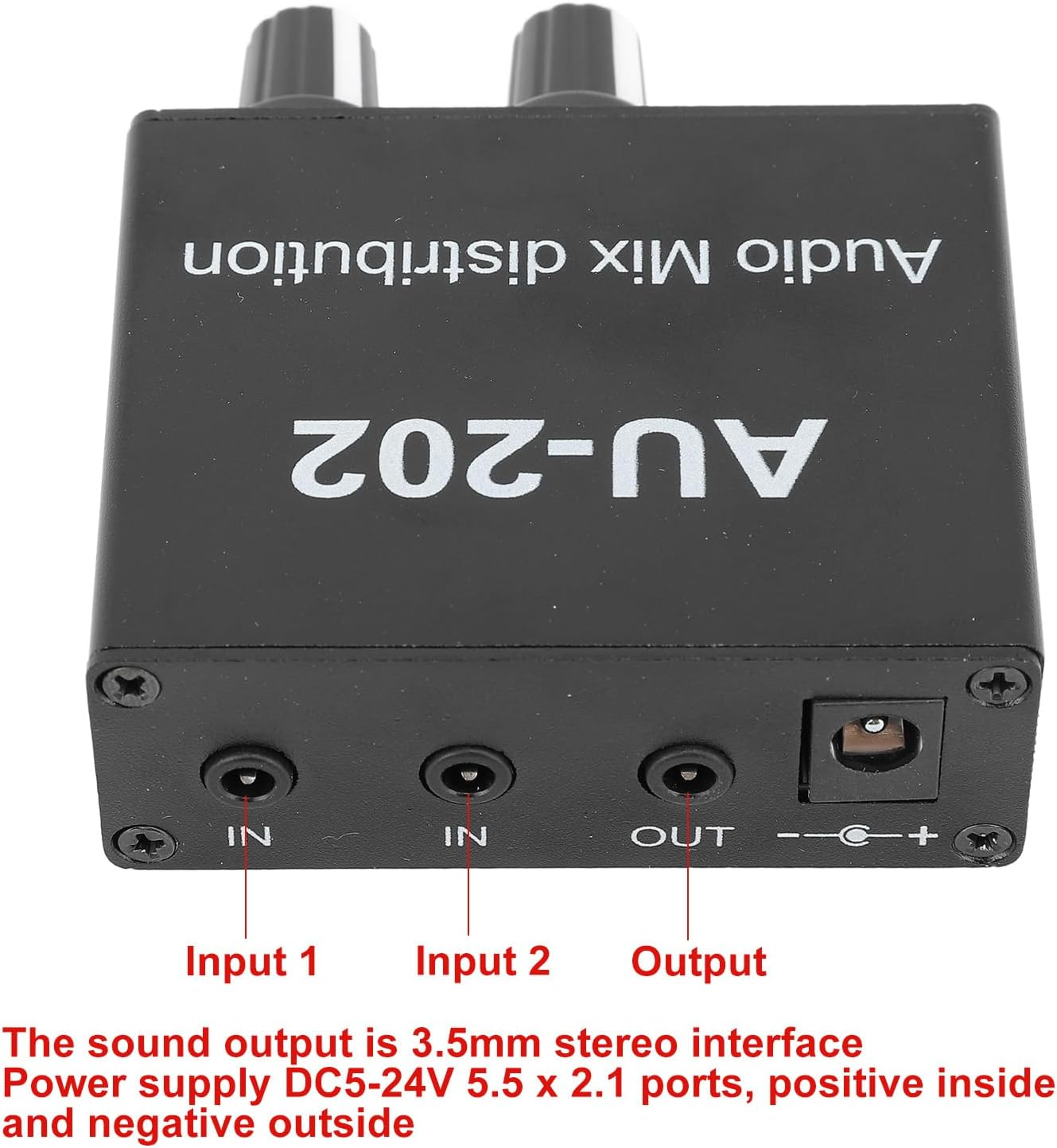 Headphone Amplifier 3.5Mm Mixer, 2 in 2 Out Stereo Mixer, 2 Channel Stereo Mixer Low Noise Independent Volume Control Small Sound Mixer for Headphone image number 2