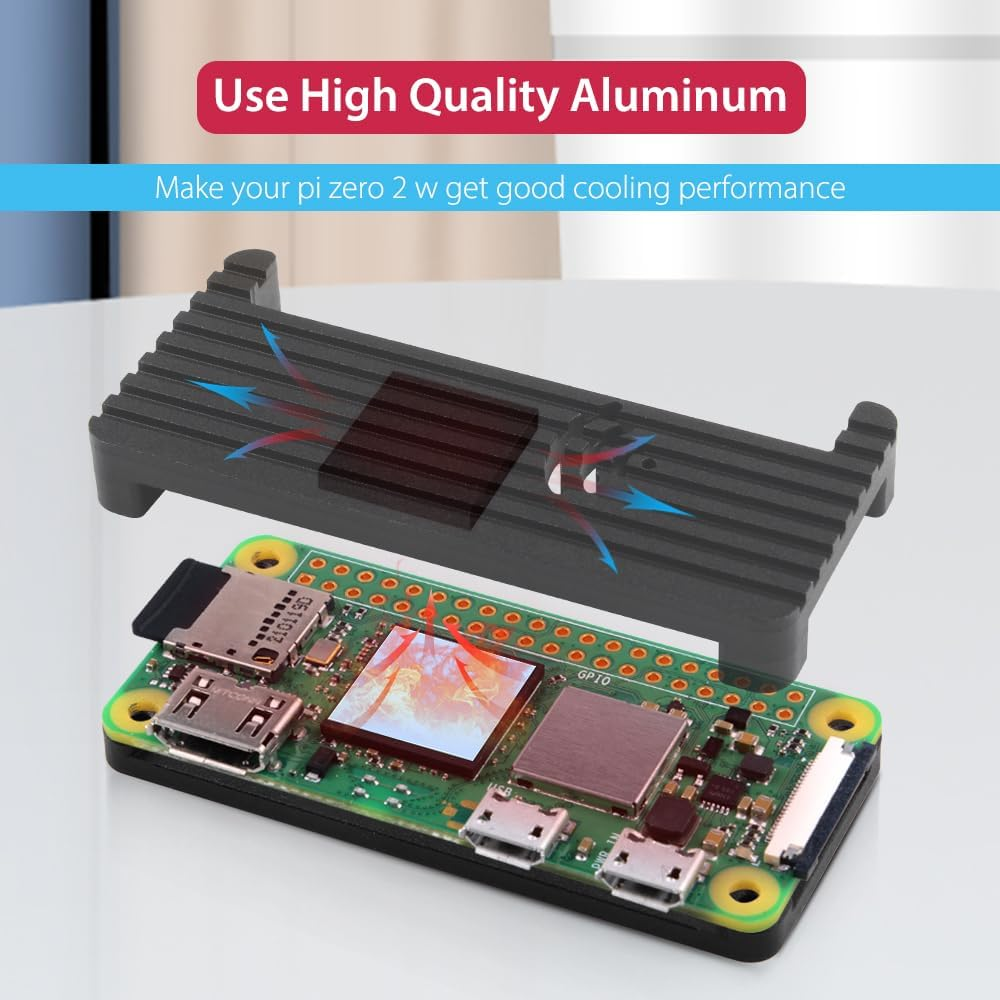 Geeekpi Zero 2 W Board with Raspberry Pi Zero 2 W Case, Copper Heatsink, 20Pin Header, Micro USB to OTG Adapter, Switch Cable and HDMI Adapter image number 1