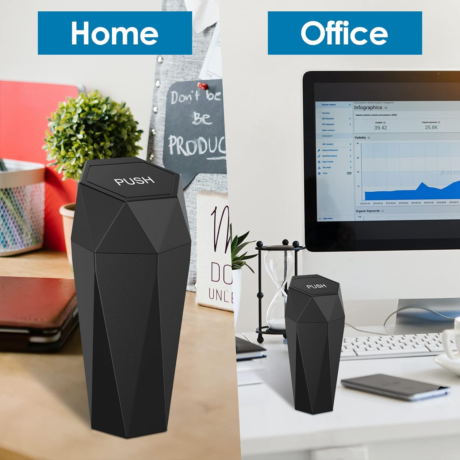 2Pcs Car Trash Cans, Leakproof Universal Mini Automatic Portable Garbage Bin with 2 Roll Garbage Bag, Easy to Clean, Diamond Shaped Interior Automotive Accessories for Car Door (A) image number 4