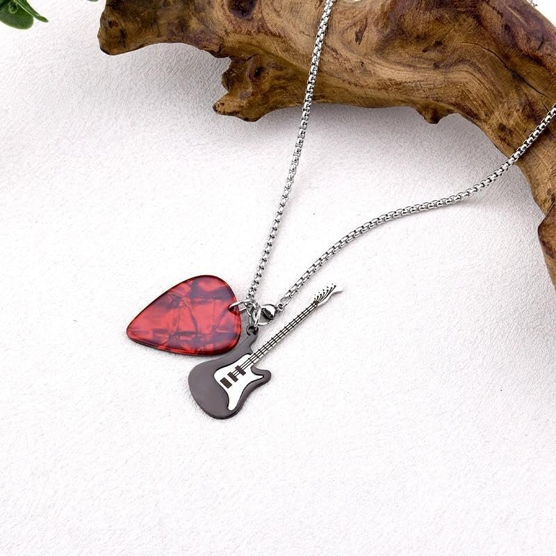 Guitar Pick Necklace for Women Men Friend Christmas Birthday Gifts for Music Lovers Guitarsic Necklace for Musician Guitarist Motivational Inspirational Gift Music Musical Necklaces image number 2