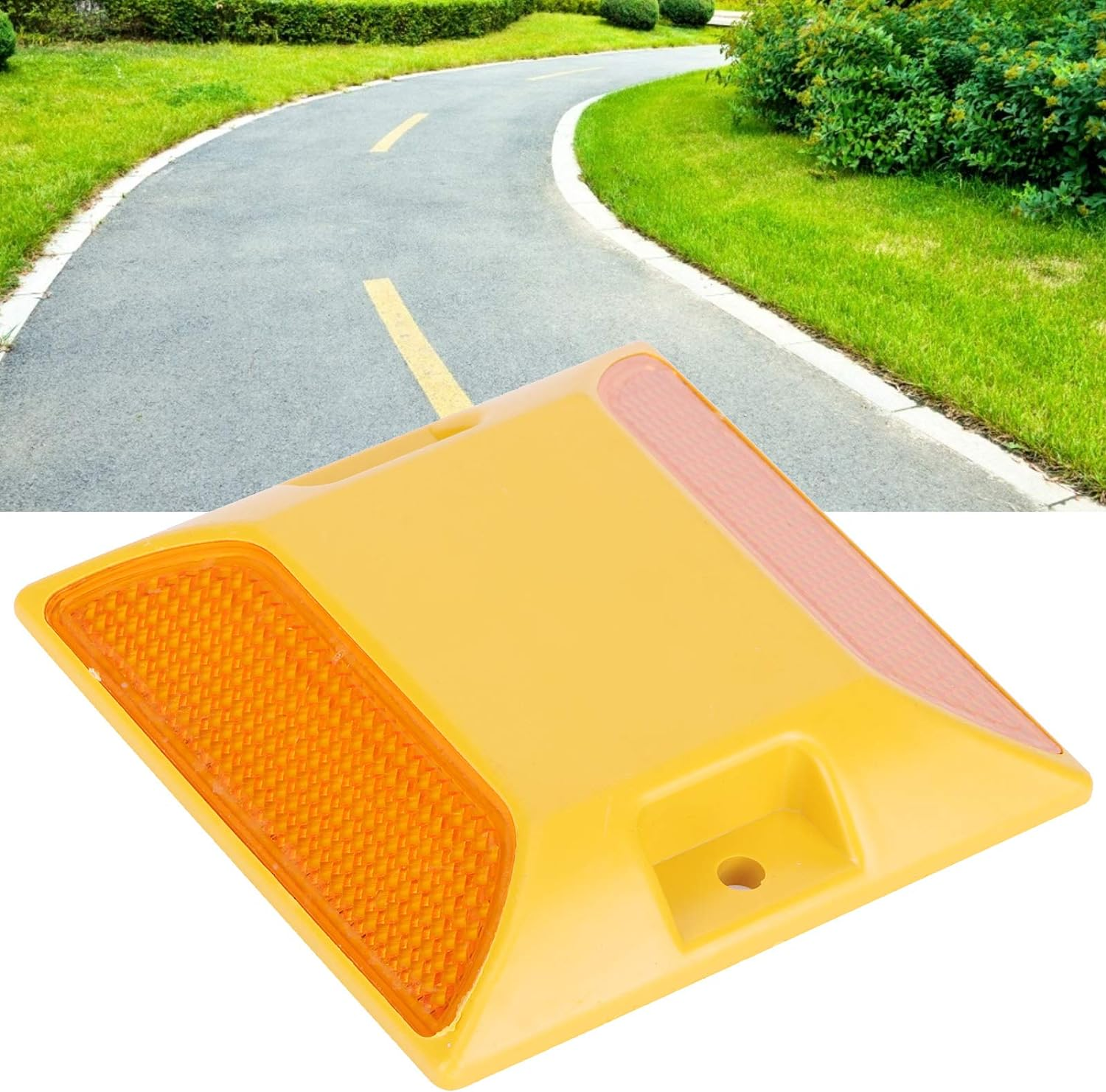 Reflective Road Marker 6PCS Double Yellow Plastic Road Reflectors Street Pavement Driveway Stud Markers Reflective Rewritten