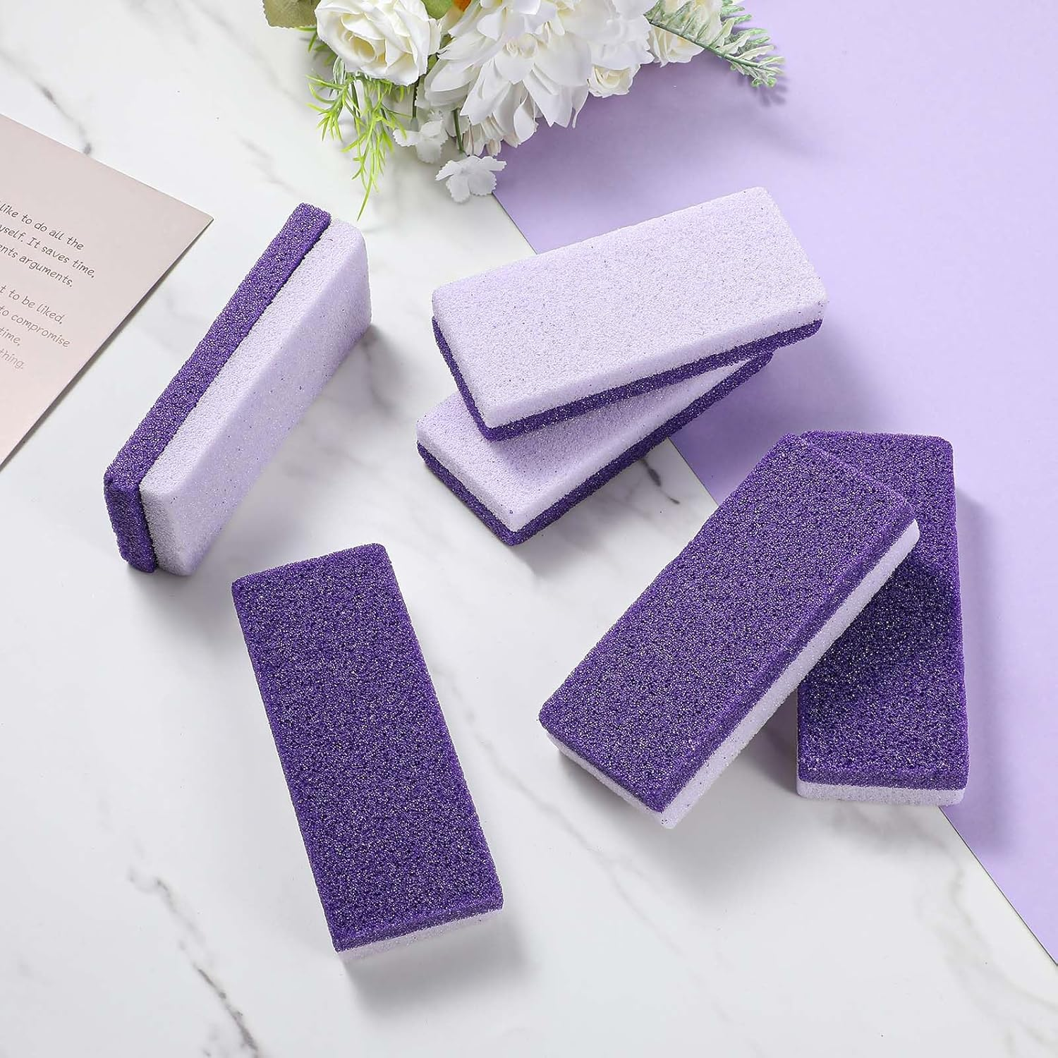 Ptwola Pack of 6 Double-Sided Foot Care Pumice Stone One Side Is a Coarse Callus Remover Foot Pumice Stones the Other Side Softens the Skin for Feet Remove Dead Callus Cuticles image number 5