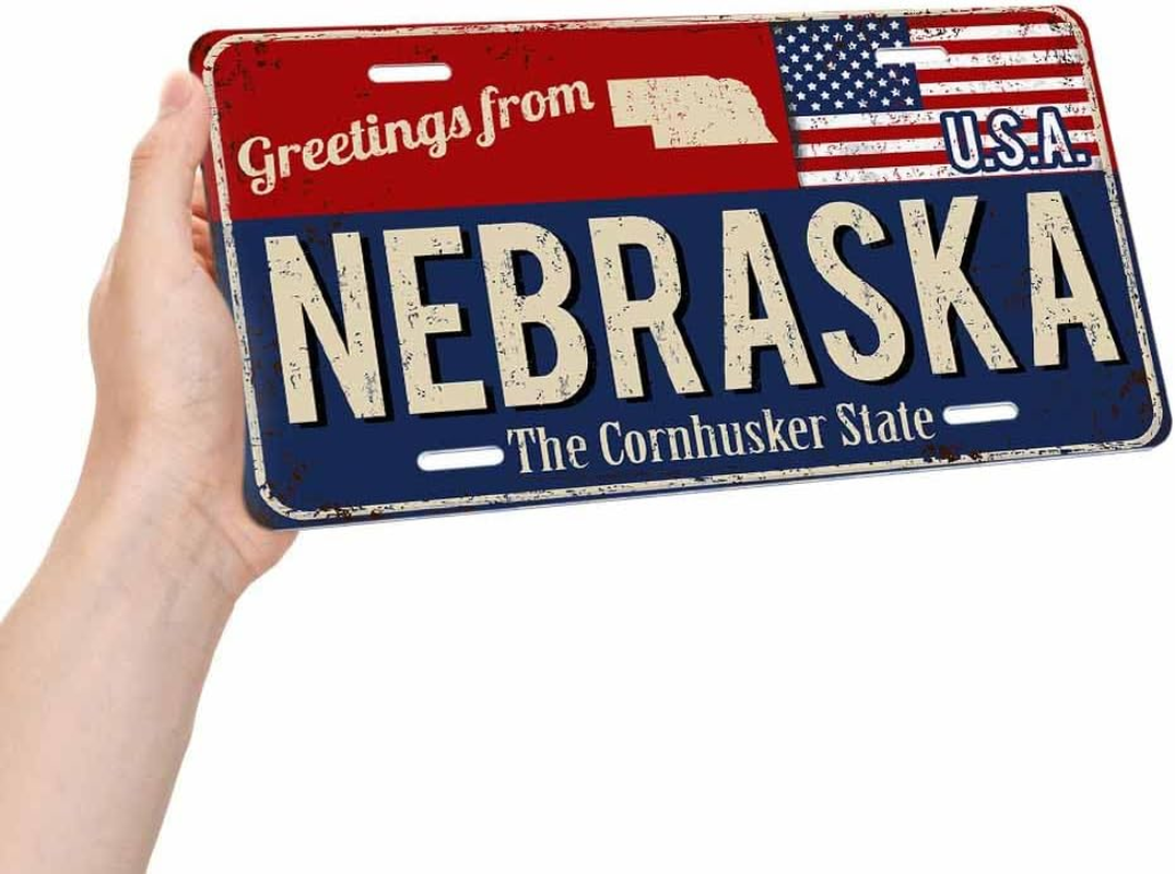 Amcove License Plate Greetings from Nebraska Vintage Rusty Metal Sign with American Flag Aluminum Metal License Plate Car Tag Novelty Home Decoration for Women Girls Men Boys,6 X 12 Inch - Multi Lp03 image number 7