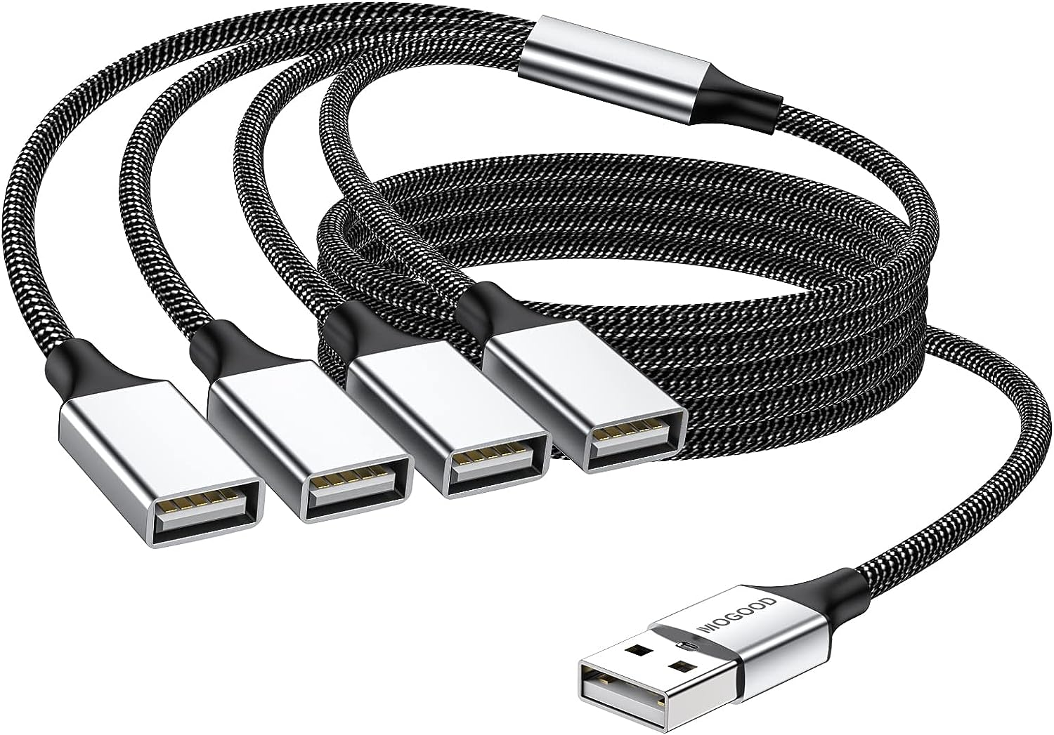 MOGOOD USB Splitter, 4 in 1 Cable Hub Adapter, Multi-Socket Converter with 4 Female Ports, Power Extension Cord for Pc/Car/Laptop/U Disk/Tv