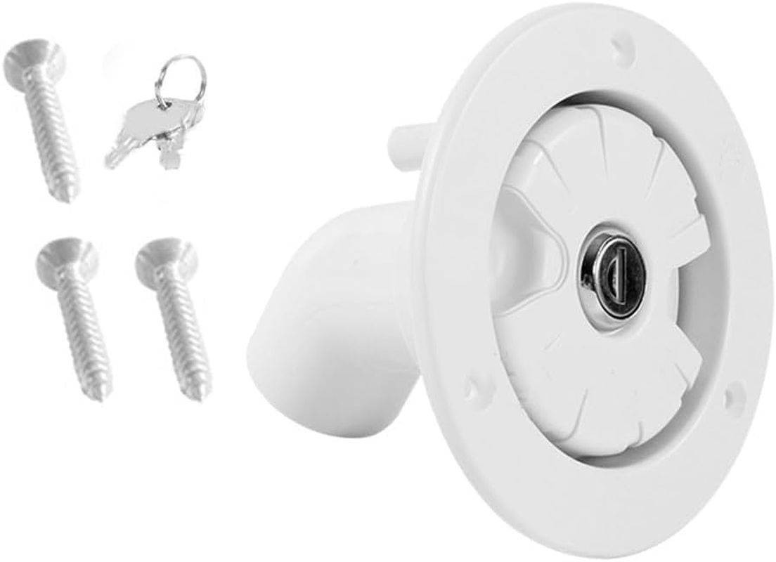 (White) Water Inlet Fill Dish Hatch Lock,Locking Water Cap,Car Fresh Water Lock Inlet Hatch RV Camper Filler Cap Tank for Caravan Motorhome,Water Filler Cap image number 4
