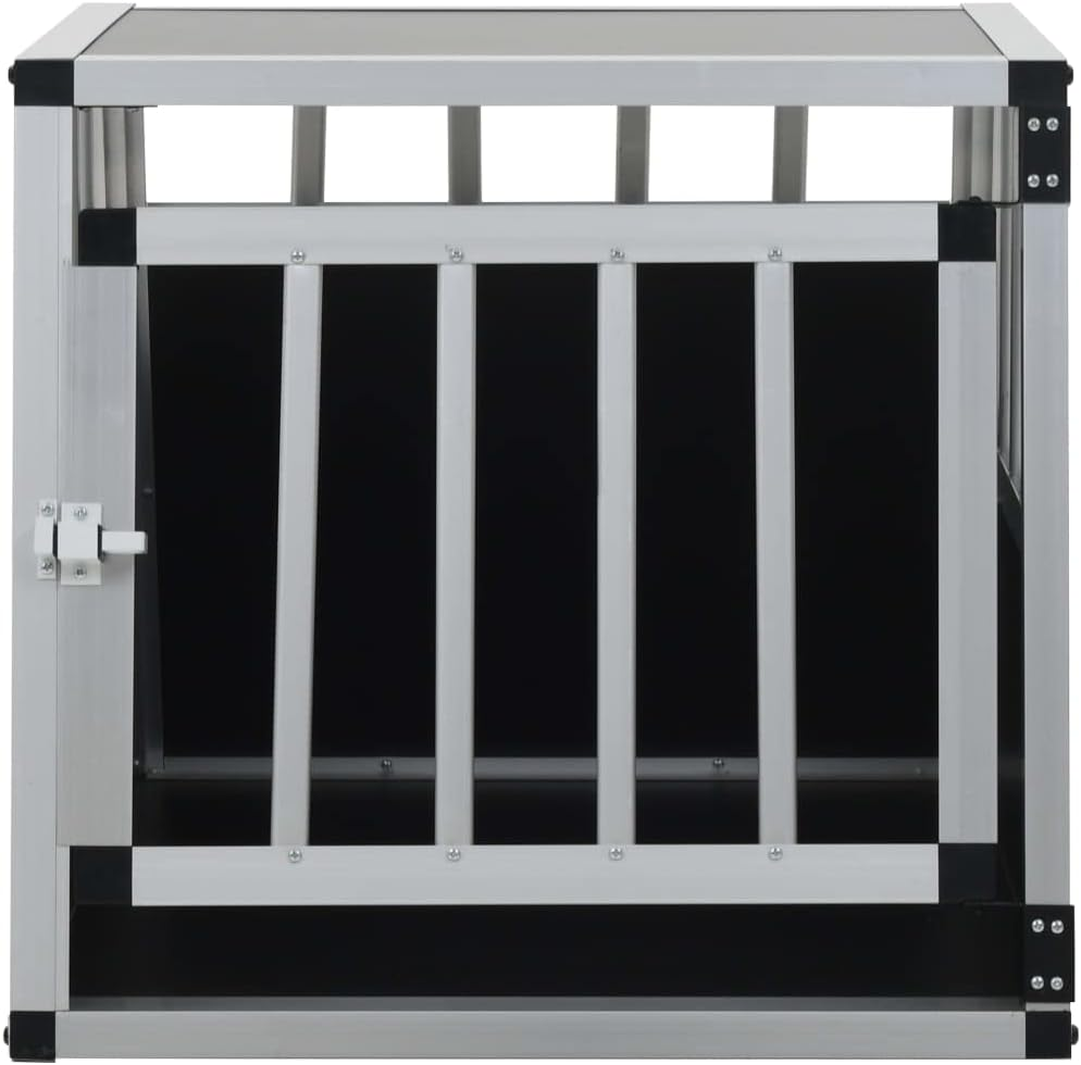 Vidaxl Aluminium and MDF Dog Cage - Lightweight, Easy-To-Transport Single Door Dog House for Car Trunk - 54X69X50 Cm, Silver Color image number 6