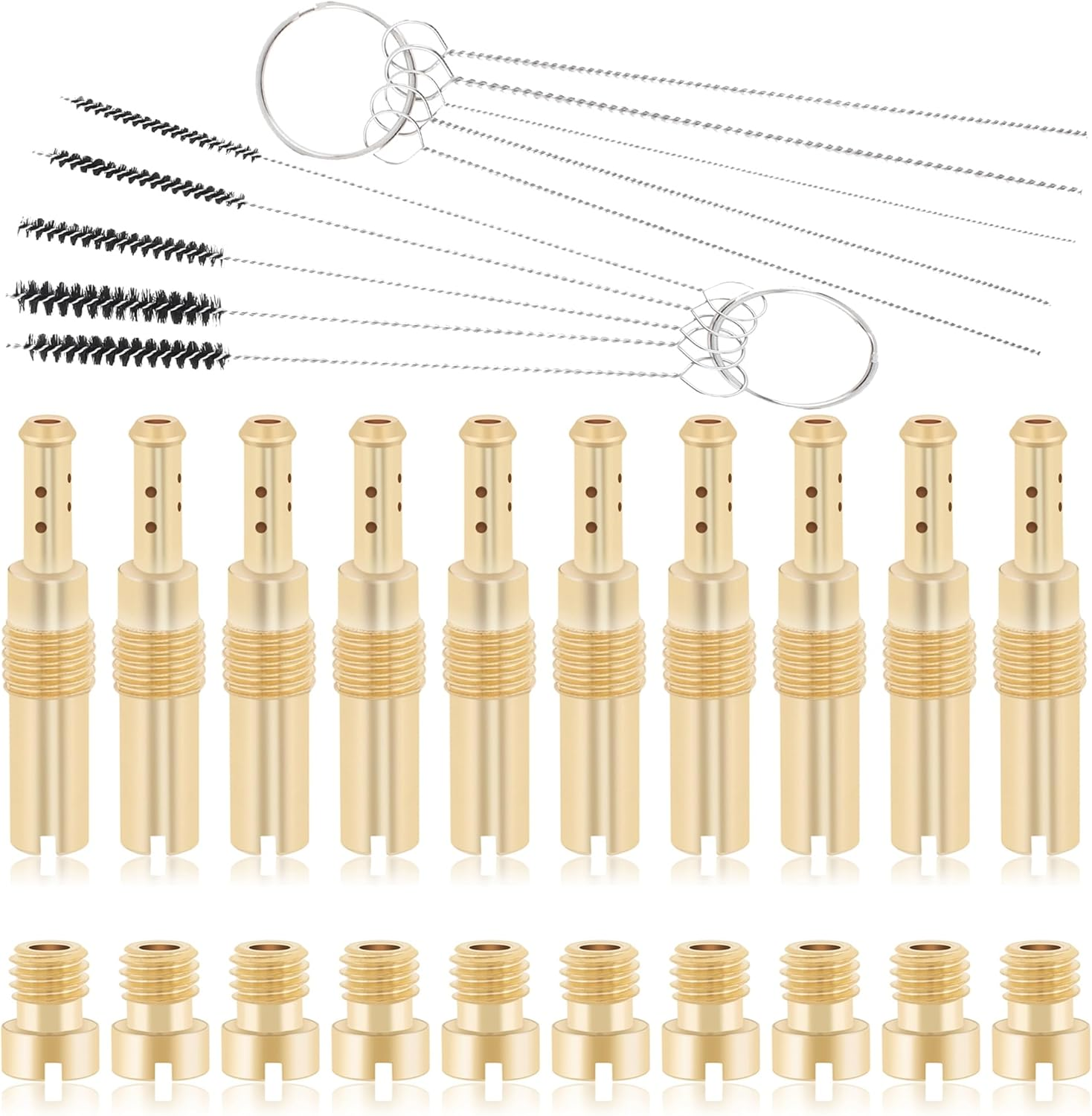 Windance 30Pcs Carburetor Main Jet Kit Include10Pcs Carburetor Main Nozzles+10Pcs Slow Pilot Jet+10Pcs Cleaning Brushes Needles, Fit for PWK Keihin OKO CVK PWM (K75-K98) image number 3