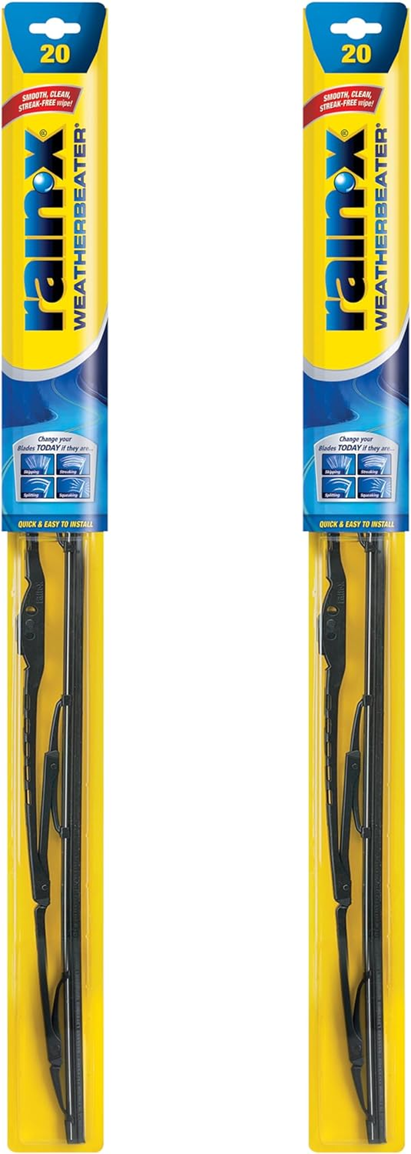 Rain-X 820150 Weatherbeater Wiper Blades, 20" Windshield Wipers (Pack of 2), Automotive Replacement Windshield Wiper Blades That Meet or Exceed OEM Quality and Durability Standards