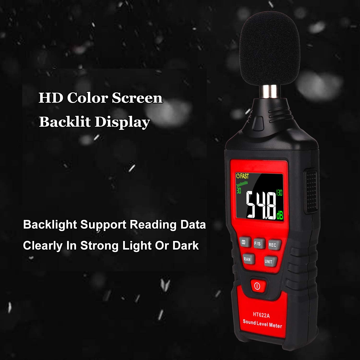 AUTENS Decibel Meter, Digital Sound Level Meter 30-130Db(A) Range with Max/Min/Data Hold, Fast/Slow Mode Ect. Auto/Manual Range image number 5