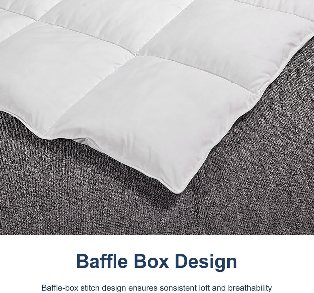 ACCURATEX Queen Quilt-400Gsm Fluffy down Alternative Filling Hotel Collection Comforter for Queen Bed,Lightweight Soft All Season Duvet Insert with Corner Tabs - Machine Washable,White,210X210