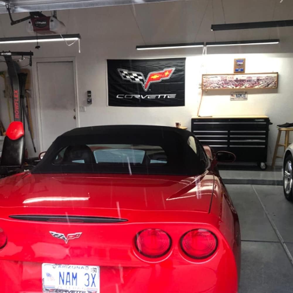 GUO Chevrolet Corvette Racing Flag Banner - Polyester, Brass Grommets, Anti-Uv, Digital Printing - Car Flag 3 X 5 Ft