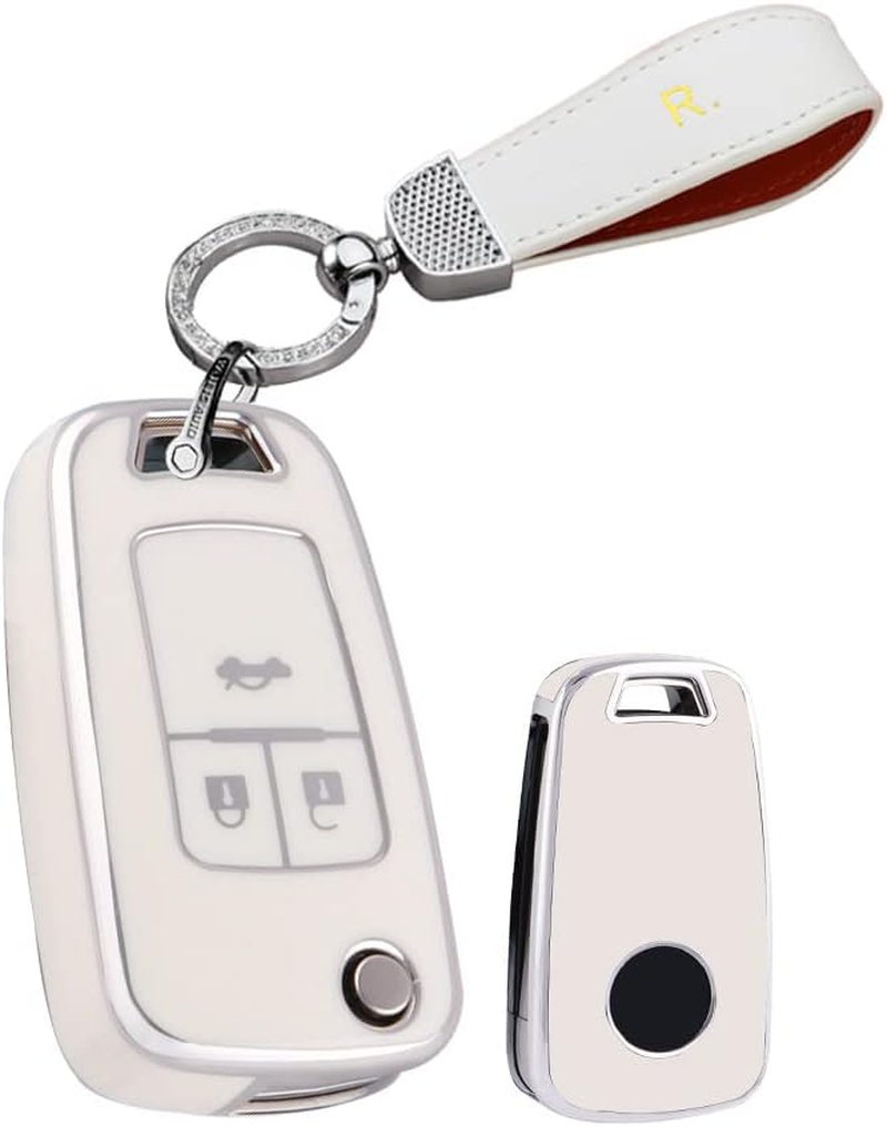 HIBEYO Key Fob Cover Compatible with Chevrolet Cruze Aveo Trax Sail Malibu Captiva Opel Vauxhall Astra J Corsa Insignia Mokka Key Case Holder Flip 3 Button with Leather Keychains-Black