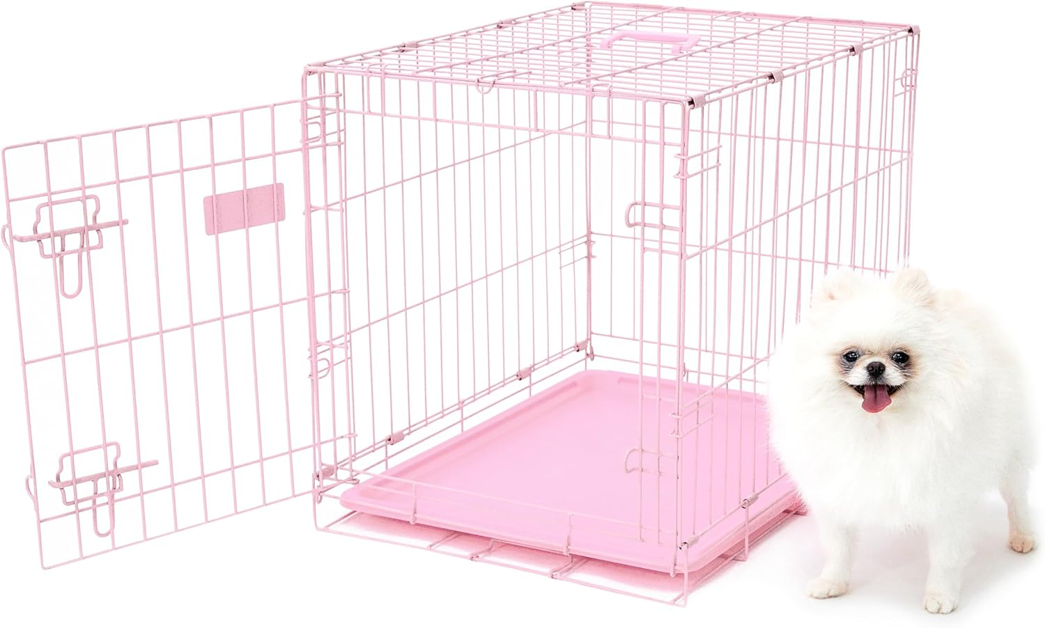 Carlson Pink Secure and Compact Single Door Metal Dog Crate, Small image number 4