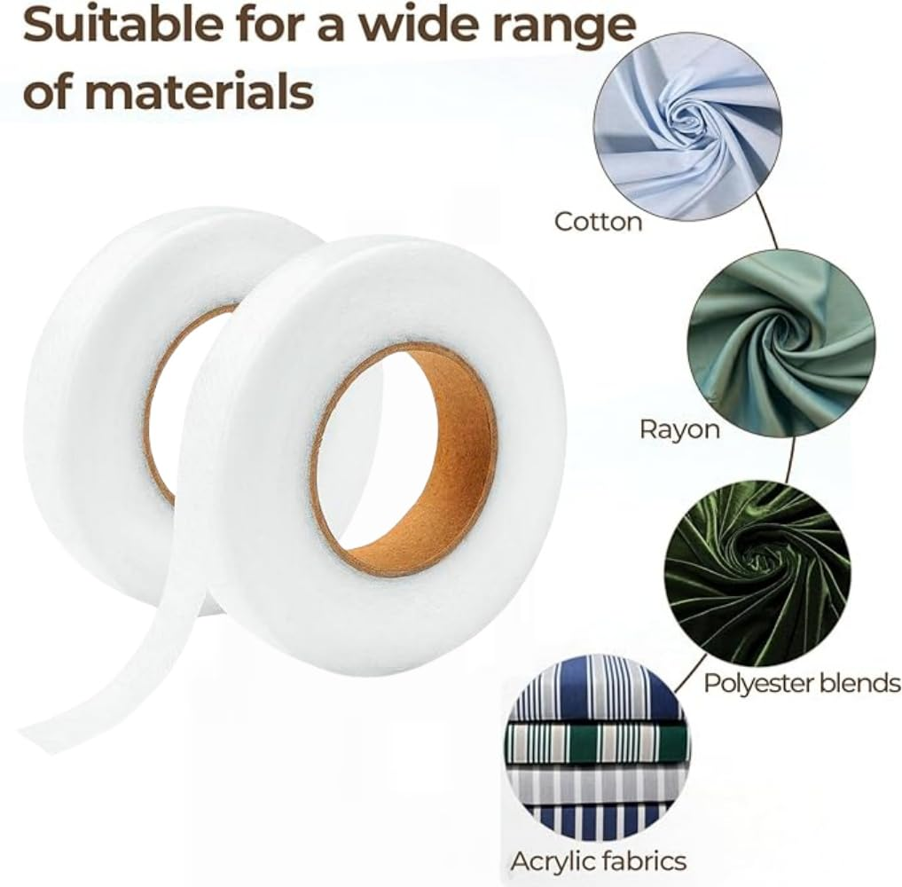 2 Rolls Iron on Hem Tape, Fabric Fusing Hemming Tape - Light Weight Adhesive Web, No Sewing Required,0.6 Inch X 70 Yards,Ironing Adhesive Curtains，Perfect for Bonding and Crafting Projects image number 5