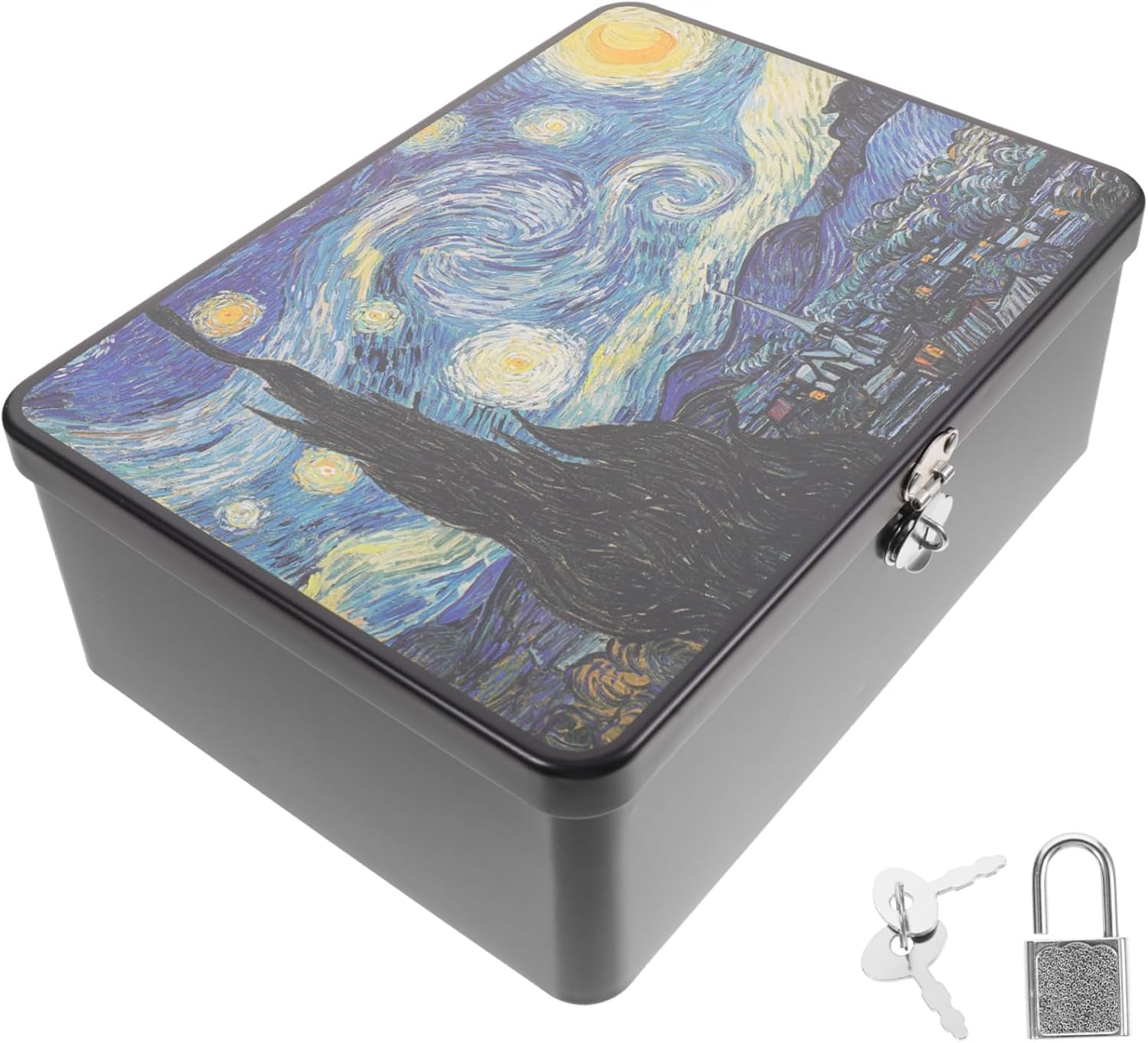 Vintage Tinplate Storage Box Lid Yale Decorative Onion Potato Storage Basket Personal Lock Tin Case for Jewelry Organizer image number 4