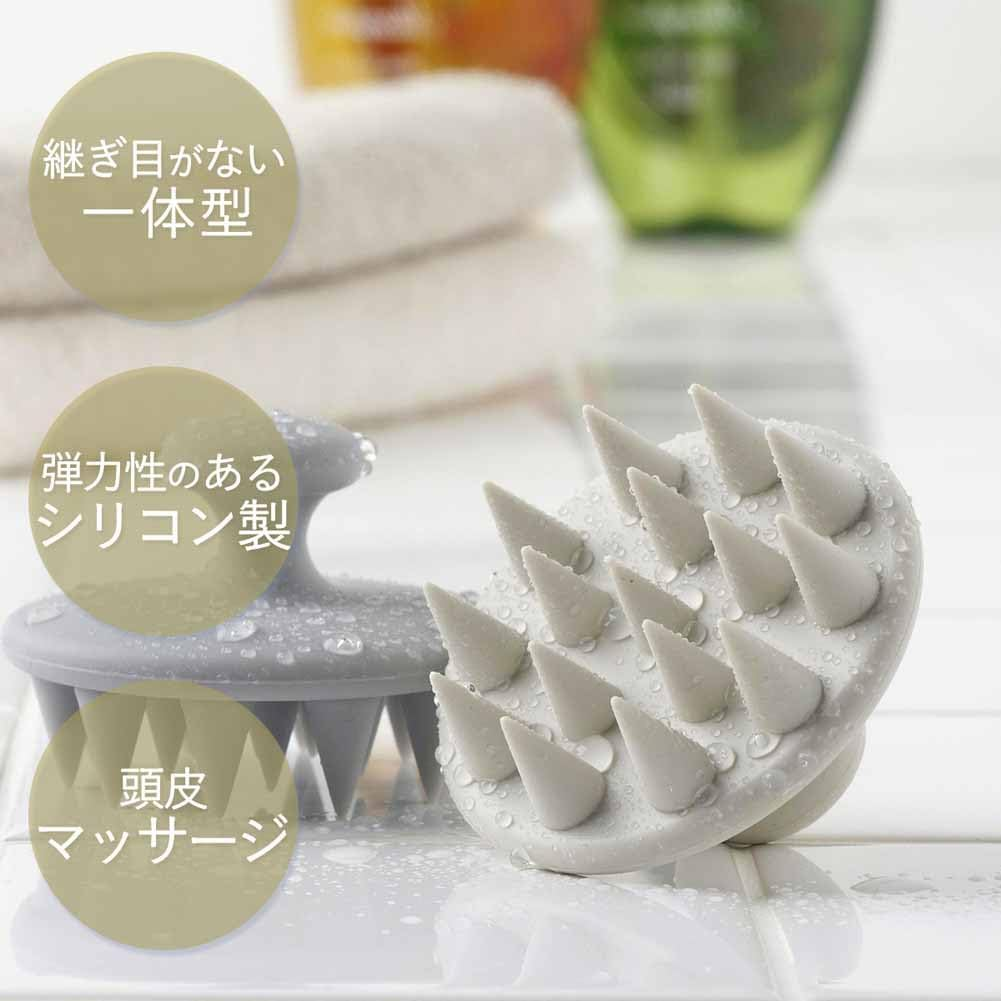 Shimomura 44252 Shampoo Brush Silicone [Made in Japan] Women'S Men'S Hair Washing Scalp Pores Massage Scalp Brush Ivory image number 3