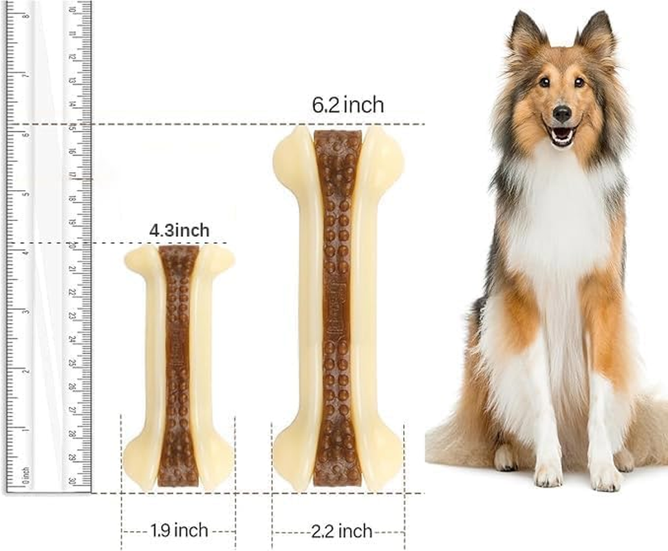 JIGCEN Dog Bone Chew Toys, Durable Nylon with Cowhide Centre, Pack of 2, for Aggressive Chewers image number 6