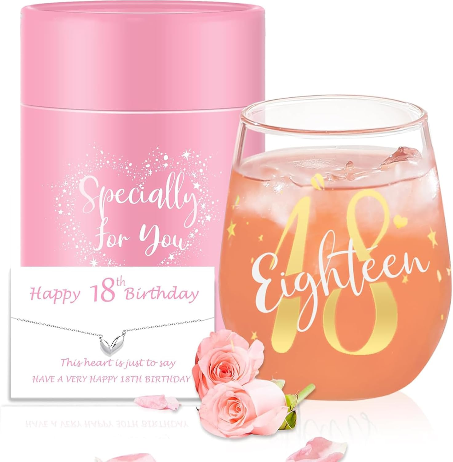 18Th Birthday Gifts for Girls Stemless Wine Glasses Personalised Birthday Gifts for Women Girls Unusual 18Th Birthday Decorations Gifts Presents for Women Best Friend Sister Birthday Glasses