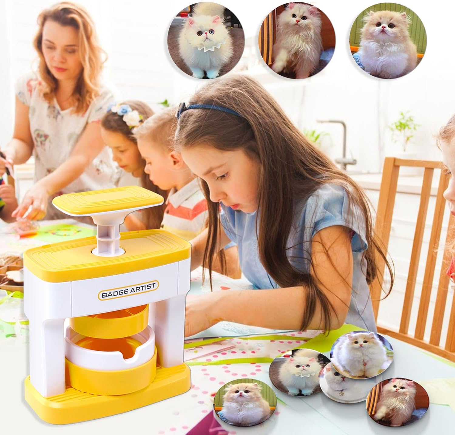 TOWEBOORY Button Maker Machine, 2.71Inch DIY Button Press Machine with Button Maker Supplies Pin Badge Maker Machine Circle Cutter for DIY Children School Projects and Party image number 1