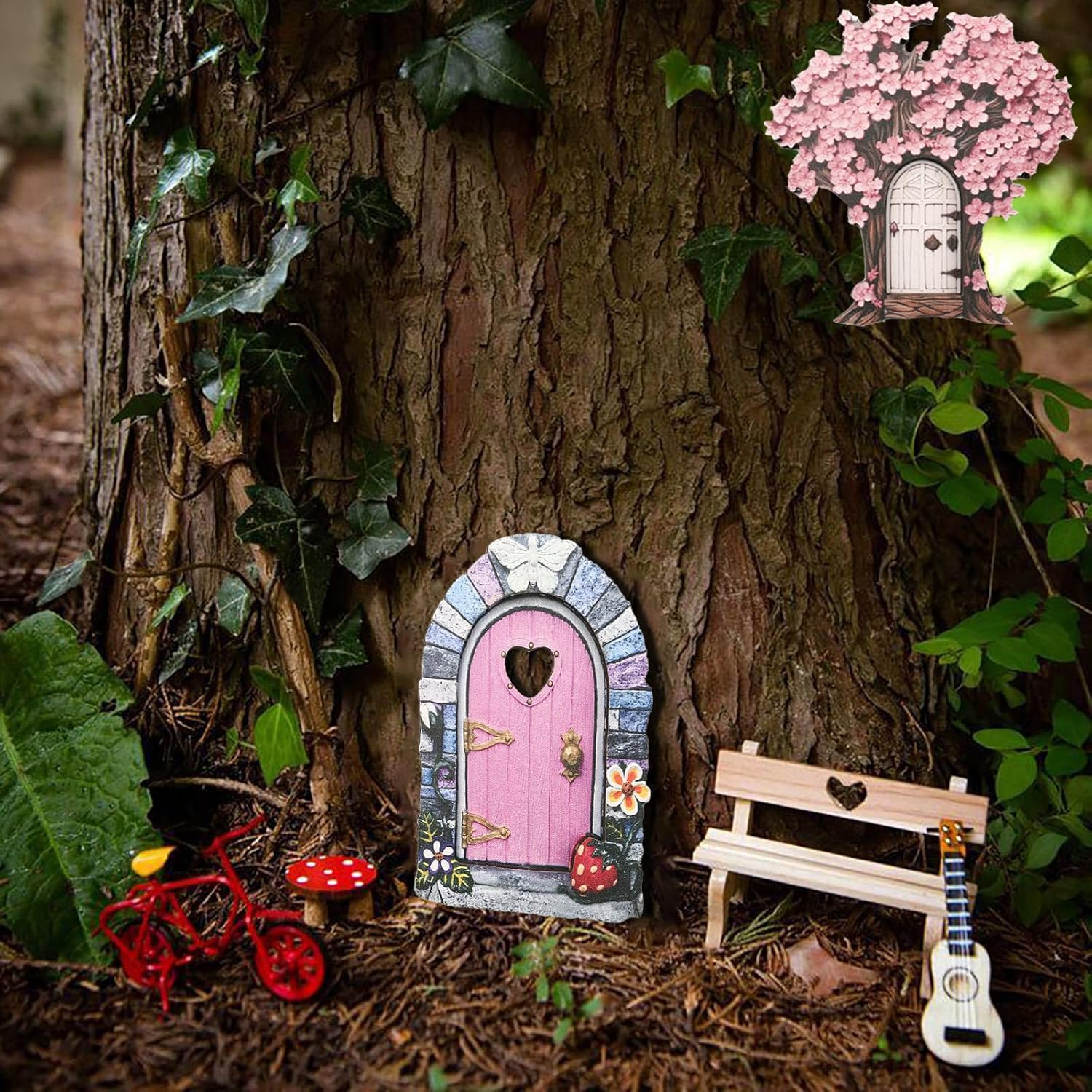 WEZCHUGHAOL Enchanted Fairy Door for Garden - Handcrafted Miniature Gnome Door, Whimsical Fairy House Accessories, Outdoor Garden Ornaments for Yard & Lawn Decor (1 Pcs) (Might and Magic019) image number 1