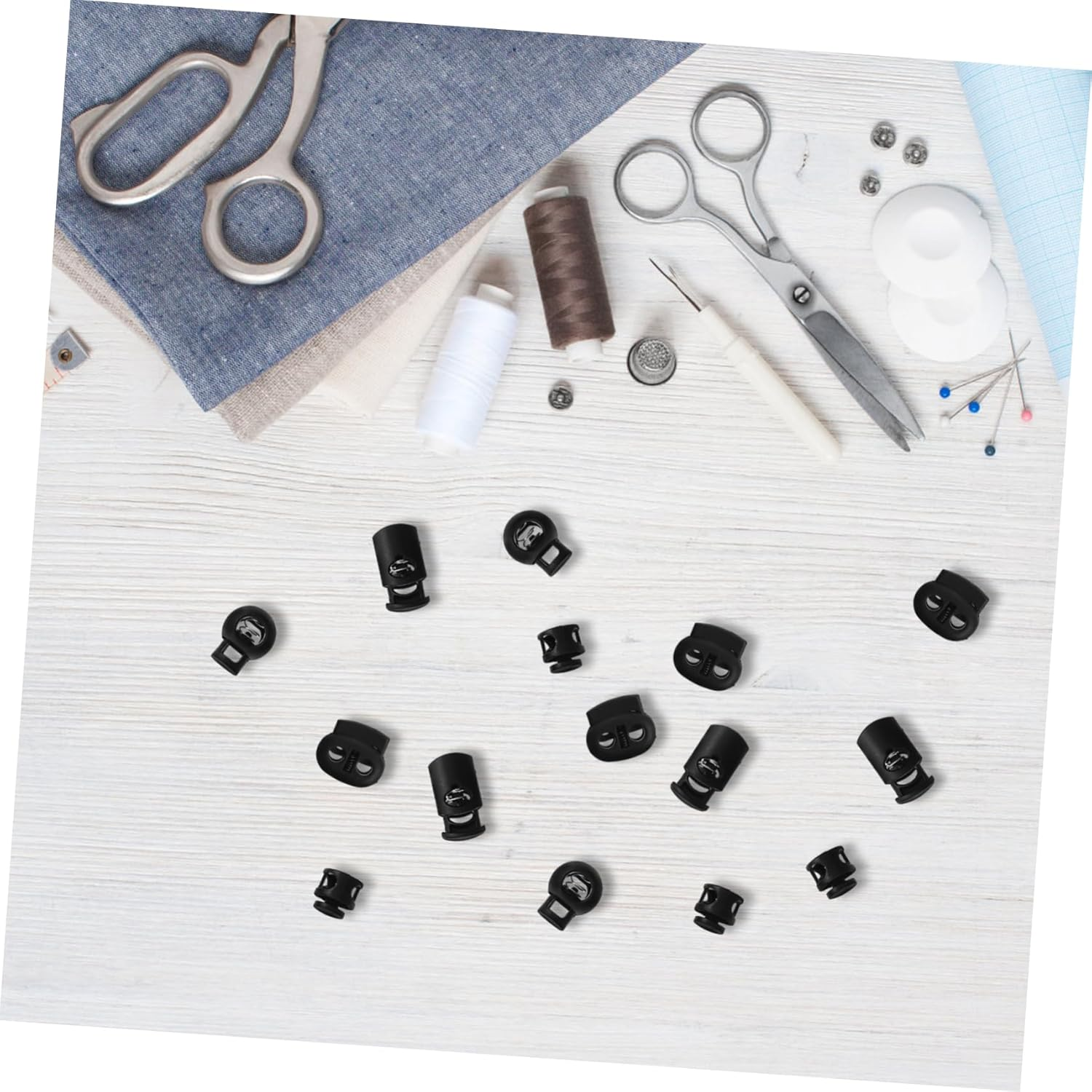 GARIOUANS 52 Pcs Black Plastic Shoelace Locks and Spring Loaded Toggle Buttons, Single and Double Hole Drawstring Cord Locks for Outdoor Gear and Luggage, Elastic Rope Stoppers for Camping and Travel image number 2