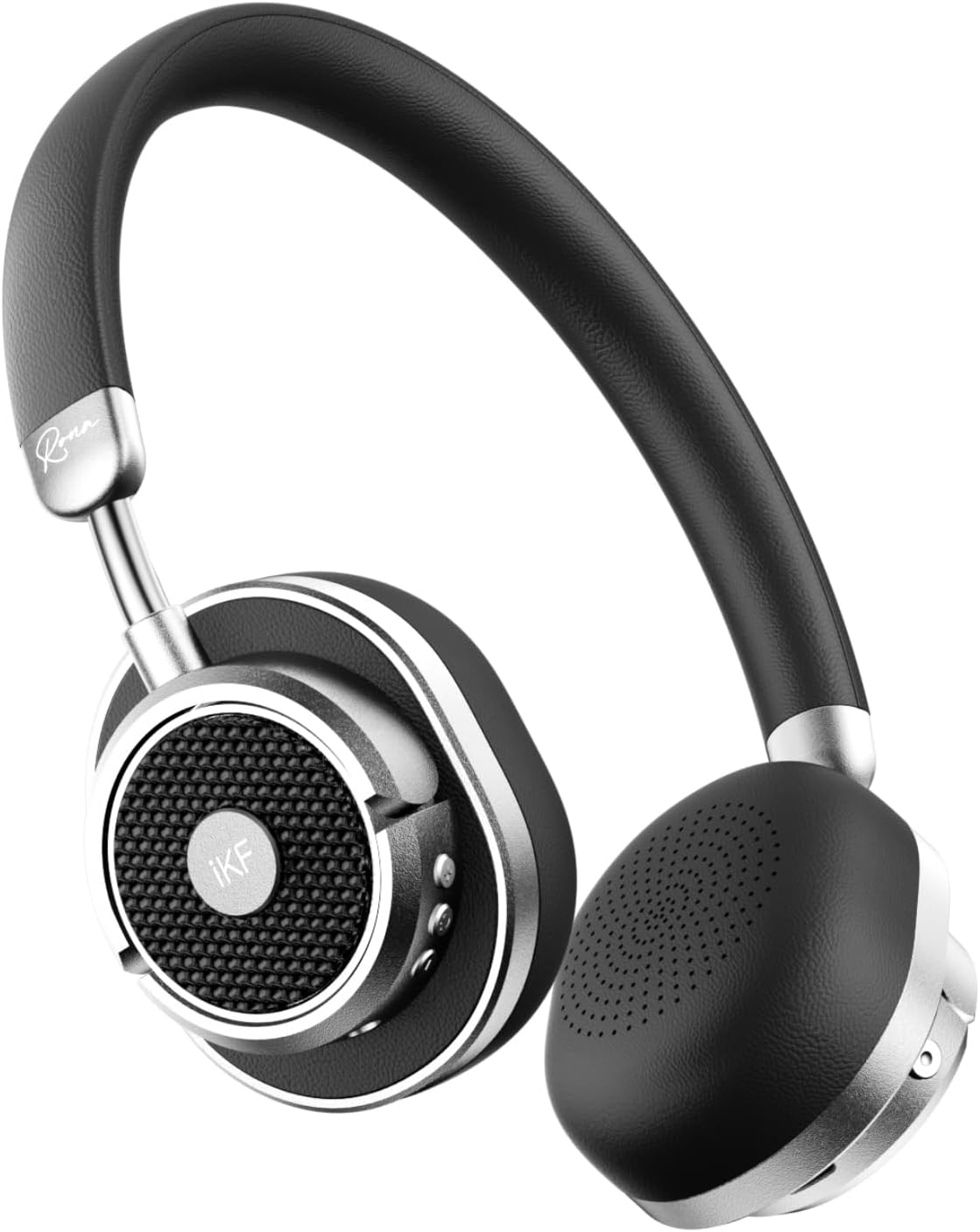 Ikf Rona Adaptive Retro Wireless Headphones, On-Ear Bluetooth Headphones with Hybrid Active Noise Cancelling, Hi-Res Audio, up to 75 Hours Playtime, HD Microphone, Transparency Mode for Travel (Green)