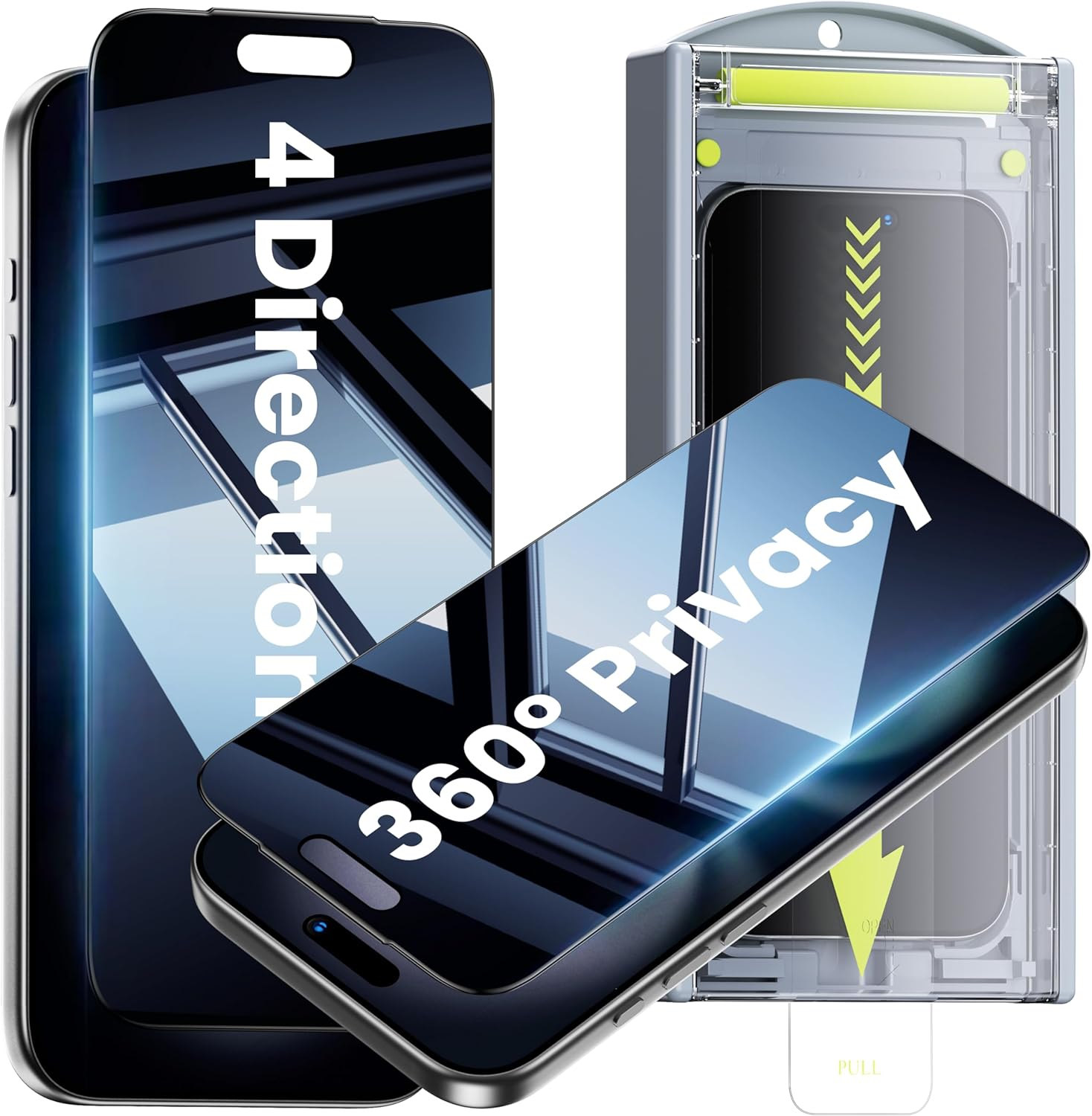 WSKEN for Iphone 17 Pro Max Privacy Screen Protector - Purple Gradient anti Blue Light Eye Protection [Auto-Dust Removal] Shatterproof Tempered Glass Screen Protector 17 Pro Max, 2 Pack