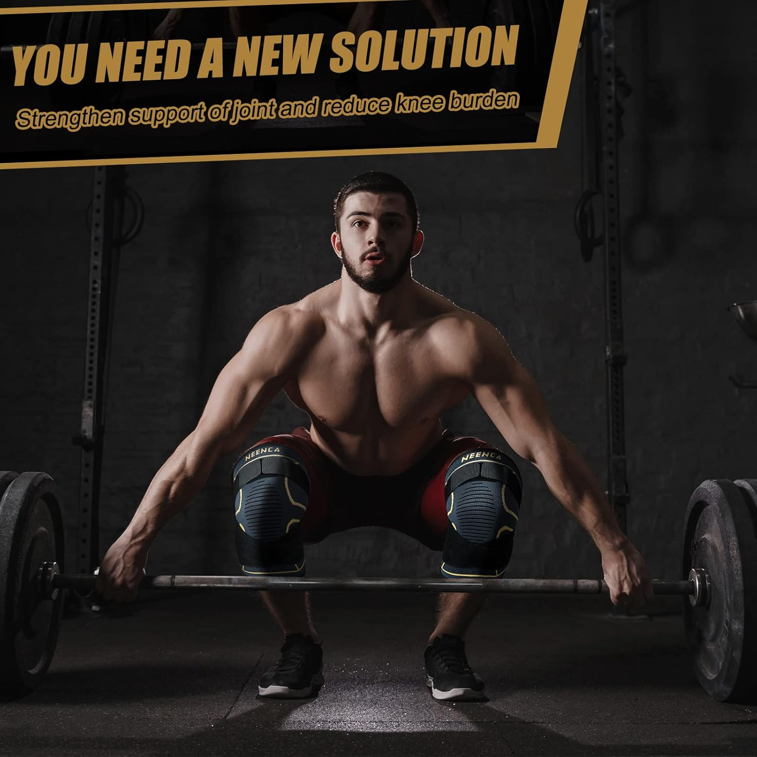 NEENCA Knee Braces for Knee Pain- 2 Pack Knee Sleeves for Pain Relief Set, Knee Compression Sleeves with Adjustable Straps for Best Fit, for Sports, Runner, Meniscus Tear, ACL, Arthritis, Joint Pain image number 3