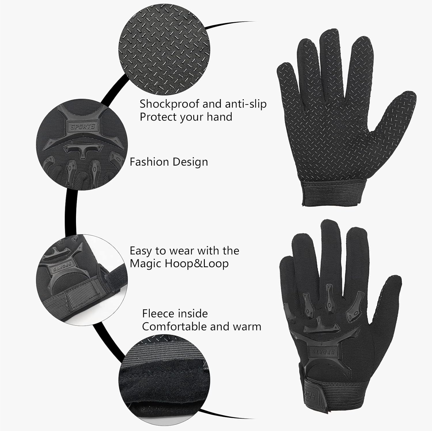 Long Keeper Kids Cycling Gloves Anti-Slip Children Sports Gloves for Junior Boys Girls Youth Full Finger Bike Gloves with Grip for Biking Scooter Climbing image number 5