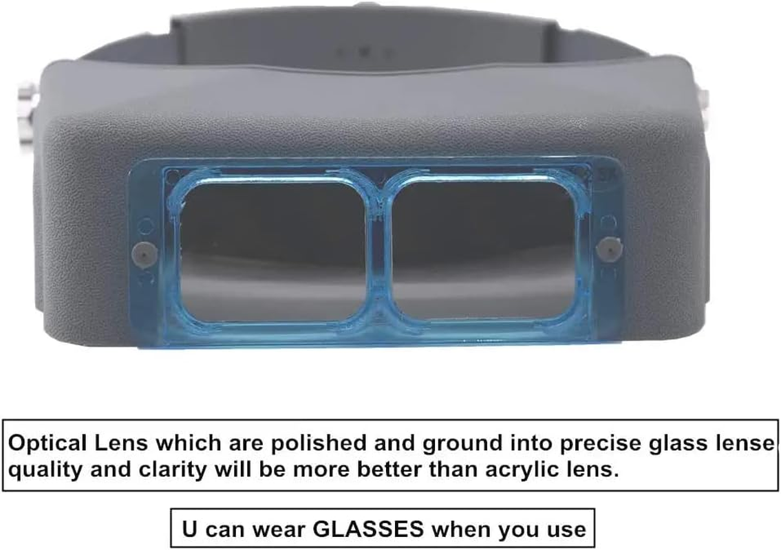 Beileshi Head-Mounted Reading Magnifier Loupe - Optical Glass Binocular Magnifier with Lens Magnification-1.5X, 2X, 2.5X, 3.5X image number 3
