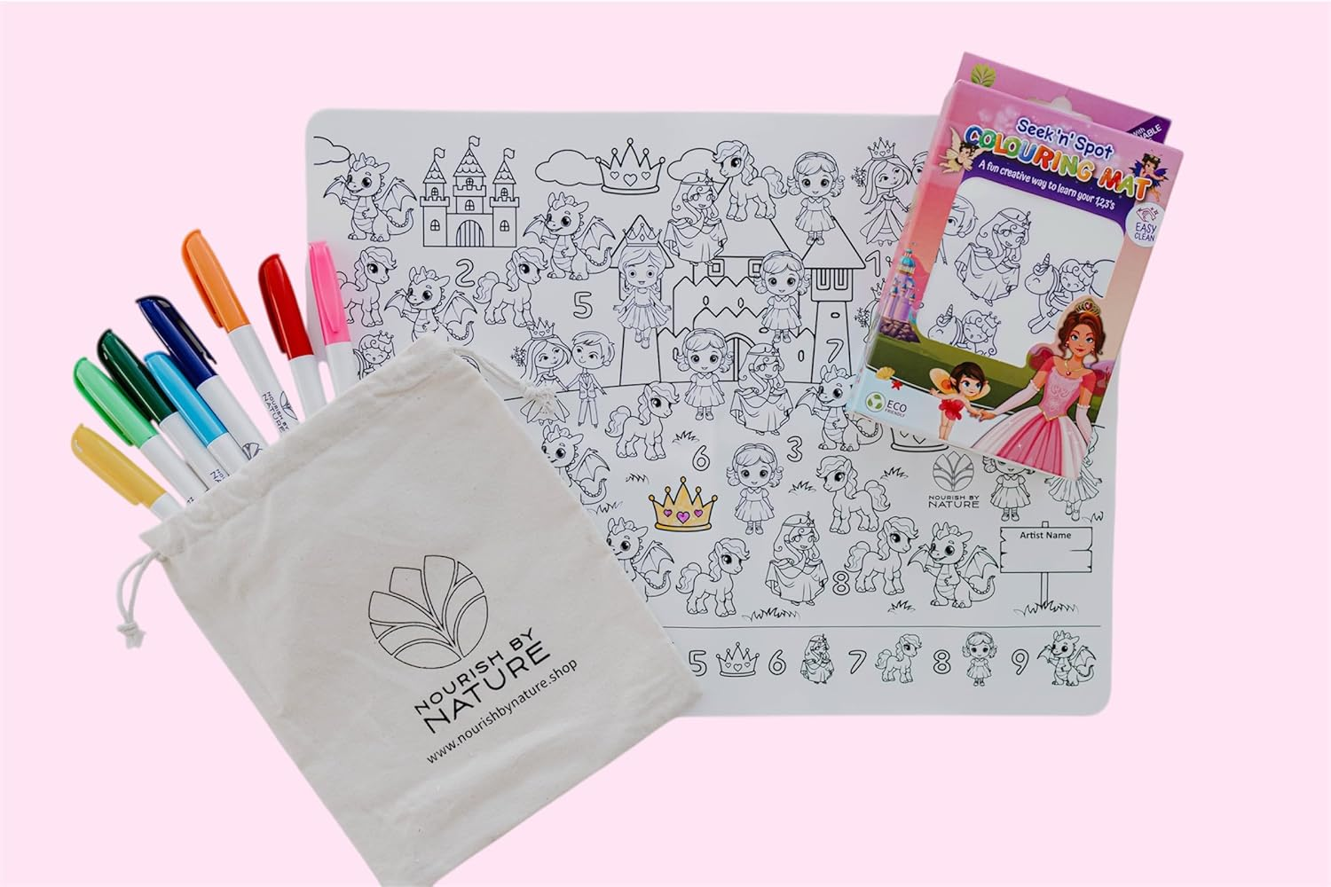 Nourish by Nature Silicone Colouring Mat - Princesses and Fairies image number 1