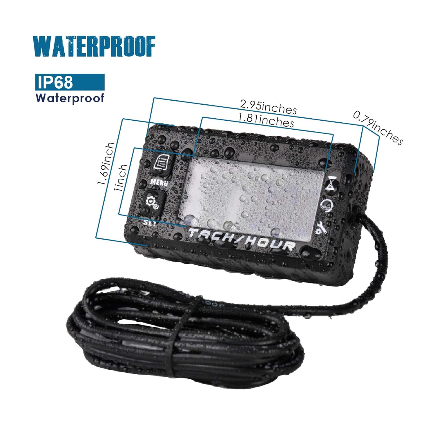 Runleader Digital Self Powered Hour Meter Tachometer,Maintenance Reminder,Alert RPM Reminder,User Shutdown,Waterproof,Use for ZTR Lawn Mower Generator Marine ATV Motor and Gas Powered Equipment image number 1