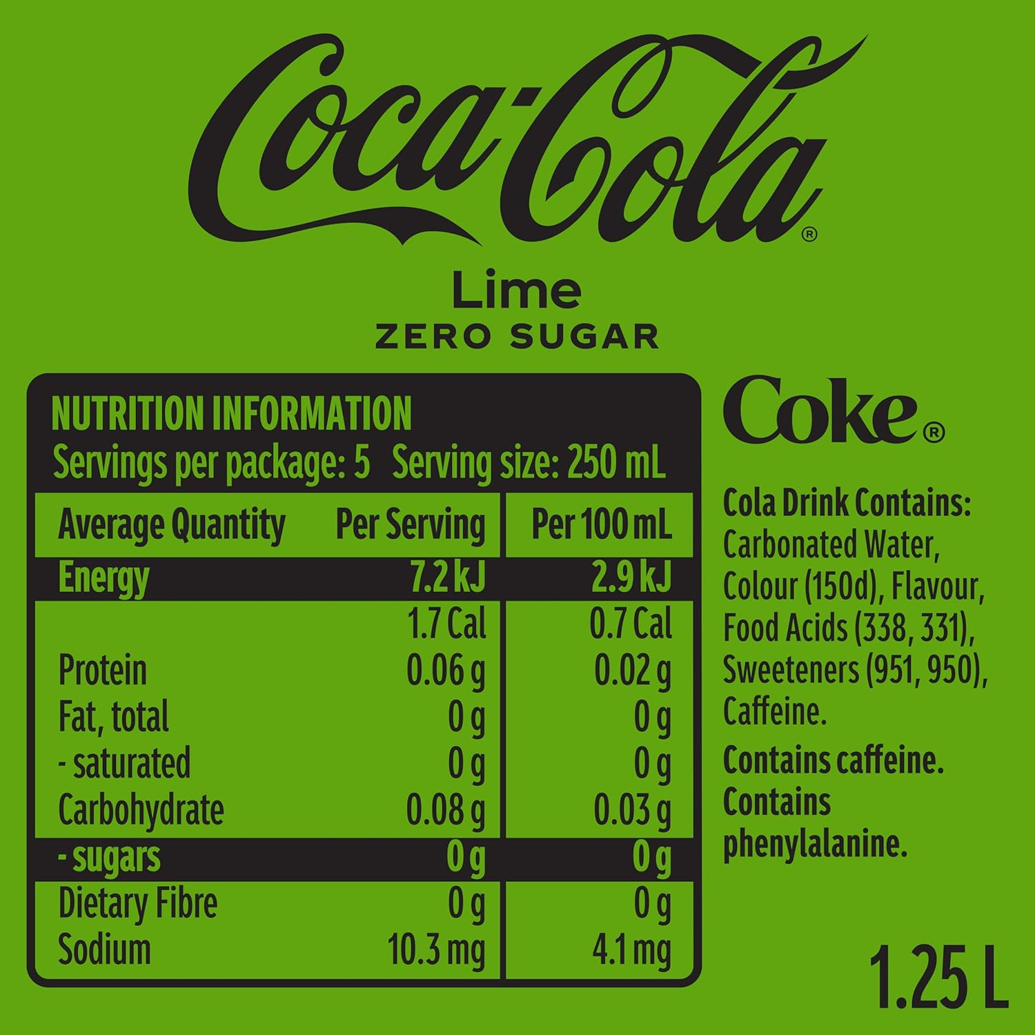 Coca-Cola Lime Coke Zero Sugar Soft Drink 12 X 1.25 Liter image number 4