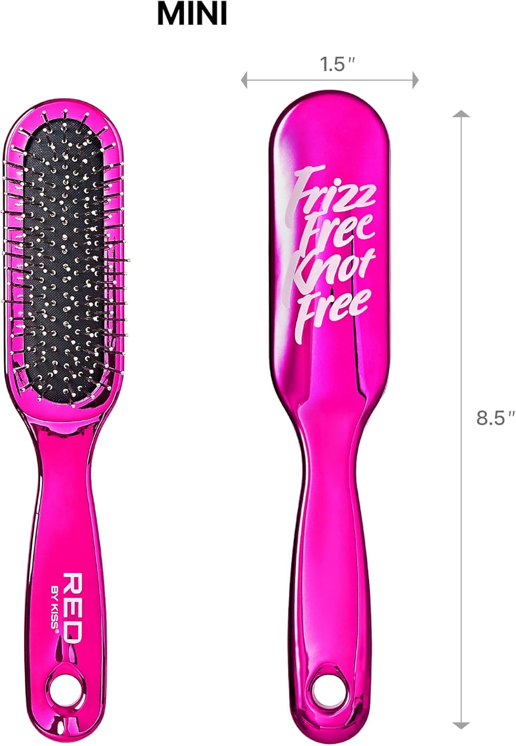 Red by Kiss Wig Brush, Anti-Static & Anti-Frizz for All Hair Types, Stainless Steel Bristles for Easy Detangle, Smooth Hair & Wig without Breakage, No Snag with Knot-Free Bristles (Mini) image number 4