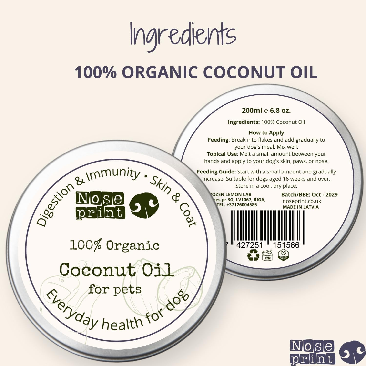 100% Organic Coconut Oil for Dogs Immunity Booster, Itchy Skin Relief, Digestive Support & Paw Balm image number 1