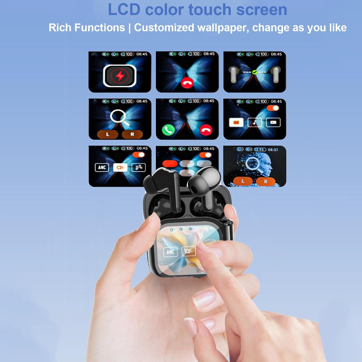 Luocute Language Translator Earbuds, Real Time Translation Earbuds, 144 Languages 5.4 Hifi with Color Screen Charging Case, Offers 6 Hours Play Time and 30 Hours Standby Time. (Black) image number 2