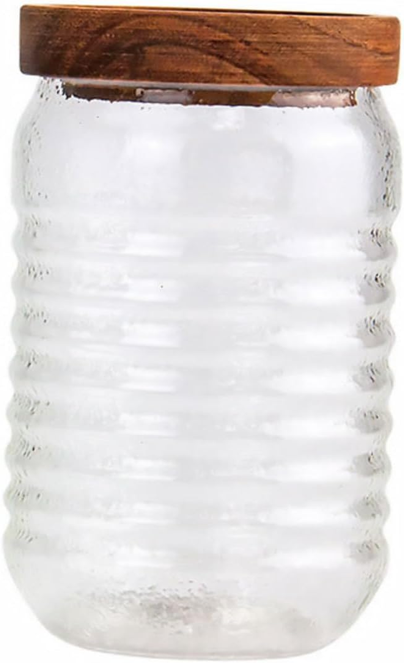 FELTECHELECTR Wooden Lid Glass Storage Jar Sealed Canister for Tea Spices Dry Food High Borosilicate Glass Moisture Home Kitchen Organization image number 3