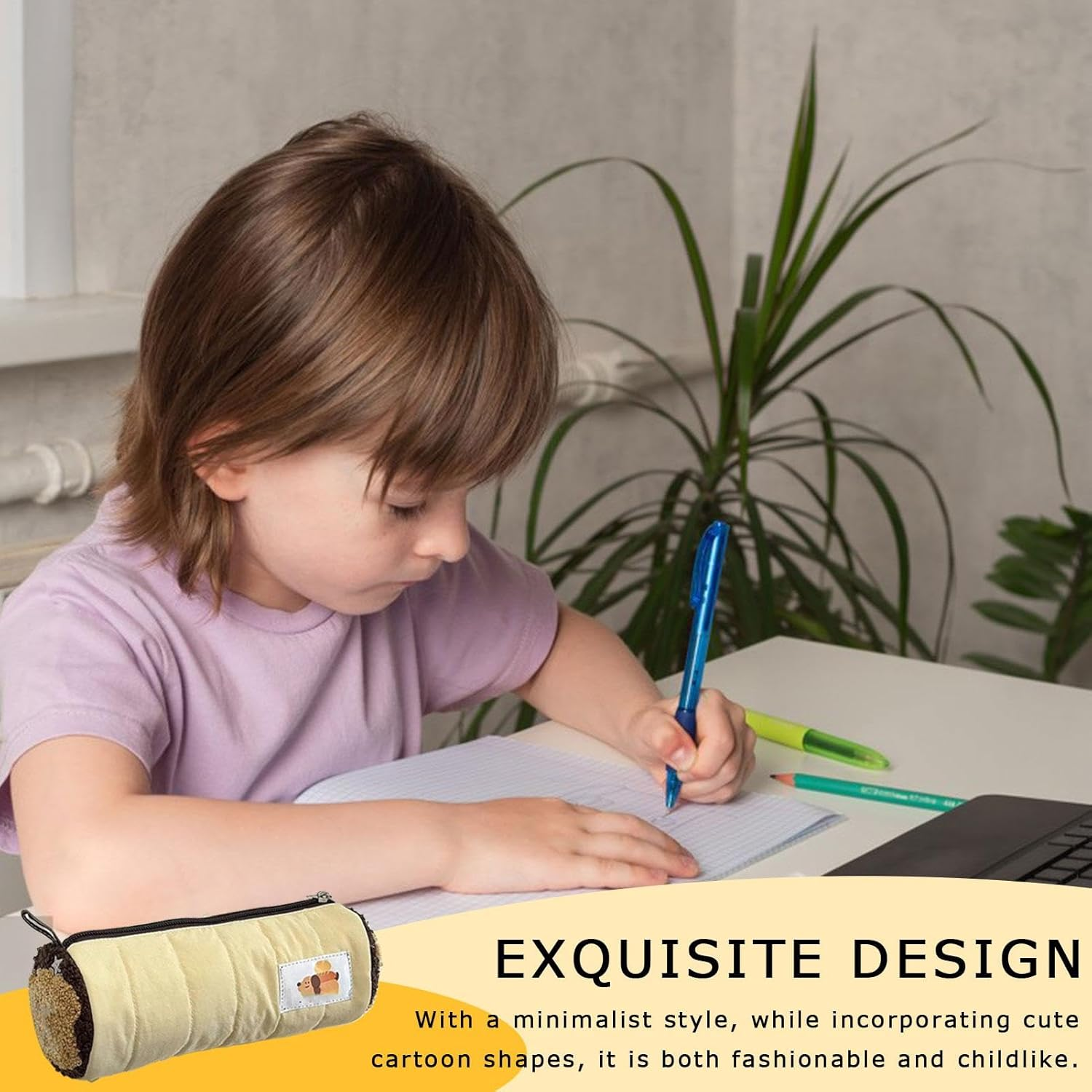 Cute Cartoon Pen Bag | Large Storage Pen Pouch Holder | Portable Sturdy Pencil Bag Pouch Box, Convenient Large Capacity Pencil Pouch for School, Travel - Pink image number 5